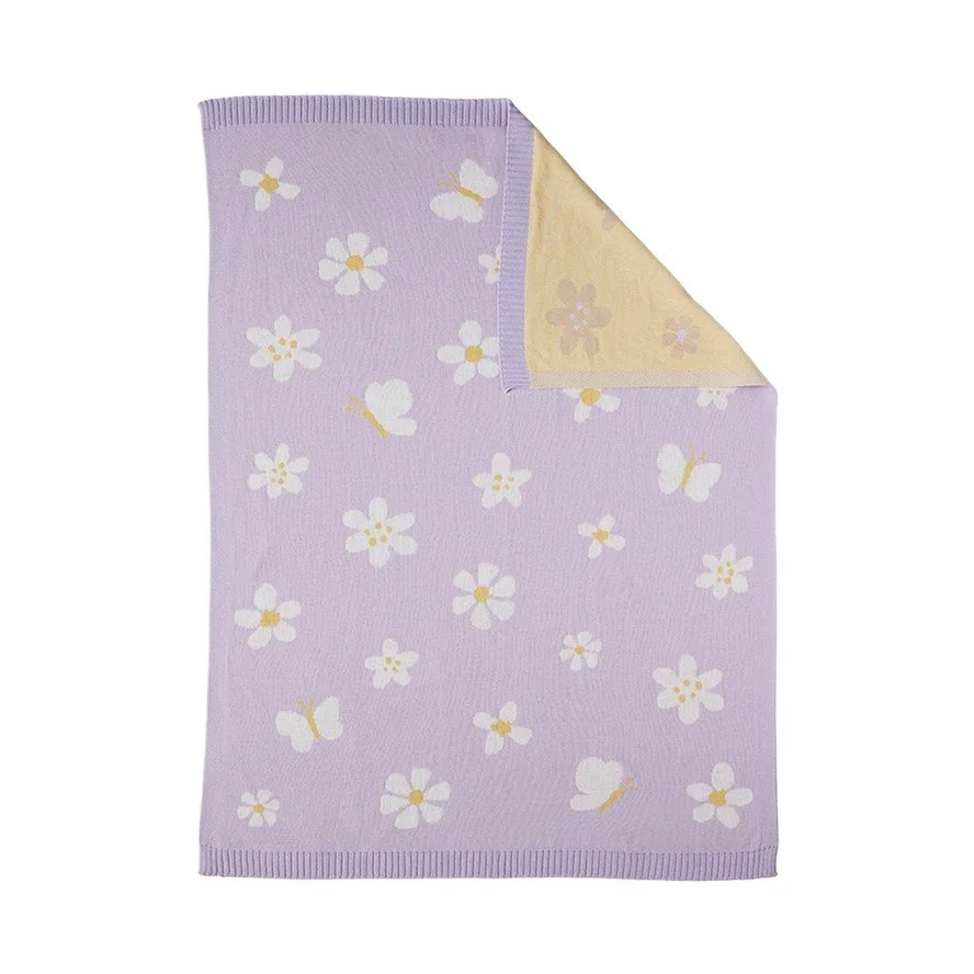 Pram Knitted Blanket Lilac Daisy Dreams.jpeg