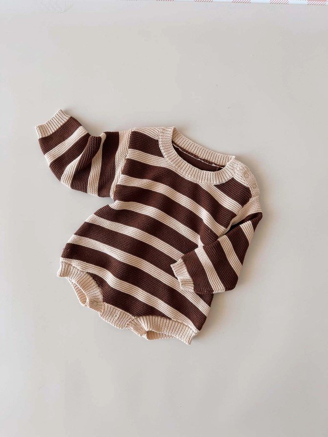 Cotton Knit Rompers - Tiramisu Stripe.jpeg