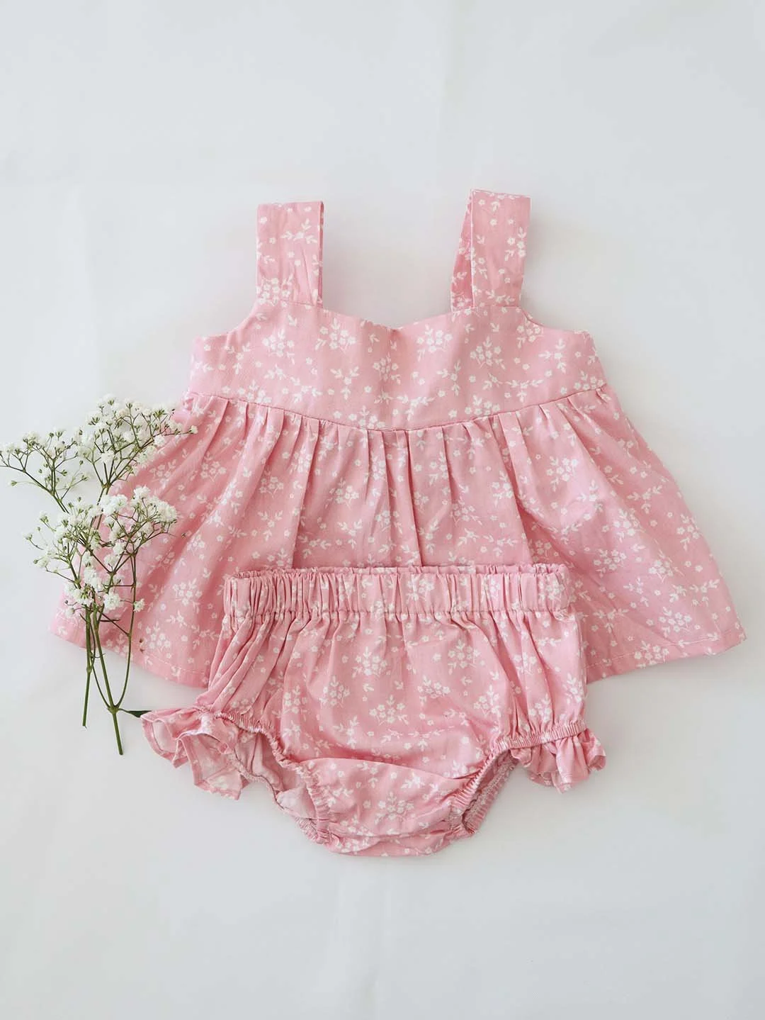 Baby Girl Alice Blossom Pink Top and Bloomer Pants Two Piece Set (100% Cotton)