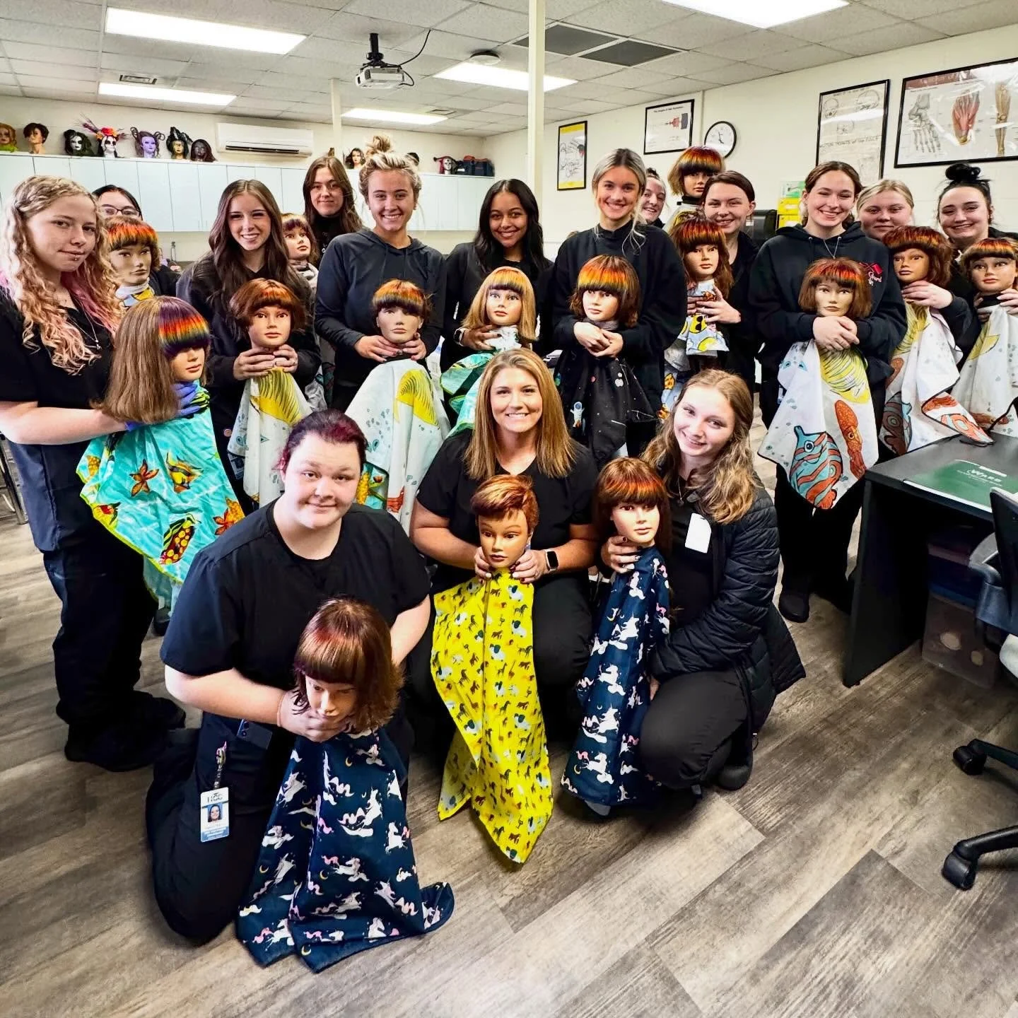 Starting the morning with a pop of color! 🌈✂️ 

Proud of my cosmetology crew and their rainbow bang masterpieces. 💇&zwj;♀️💖

#wnccosinstructor 
#CosmetologyClass
#RainbowHair 🌈
#HairEducation
#FutureStylists
#HairColorTechniques
#CosmetologyLife
