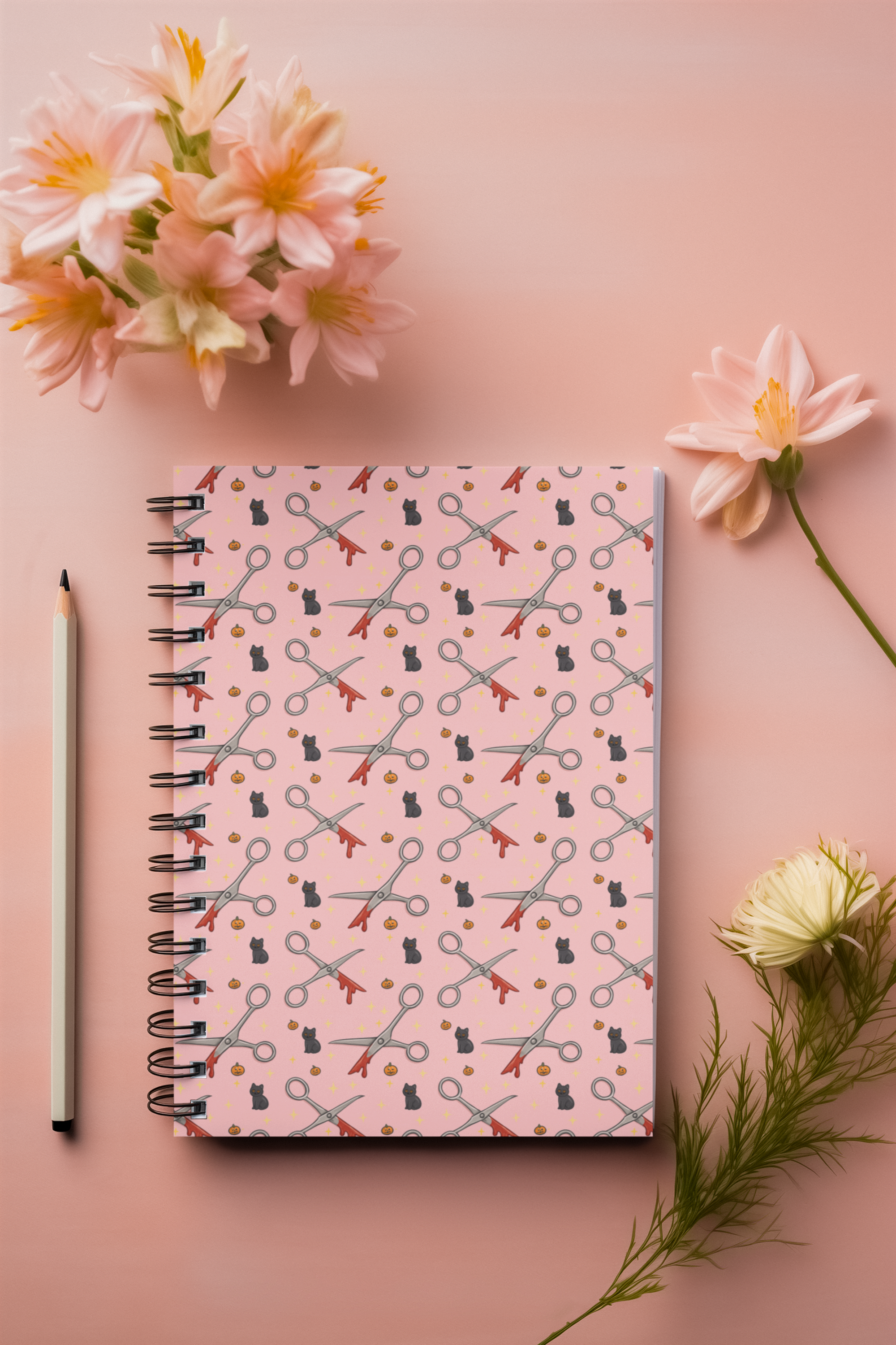 mockup-of-an-ai-created-spiral-notebook-lying-over-a-pink-surface-with-flowers-m38103.png