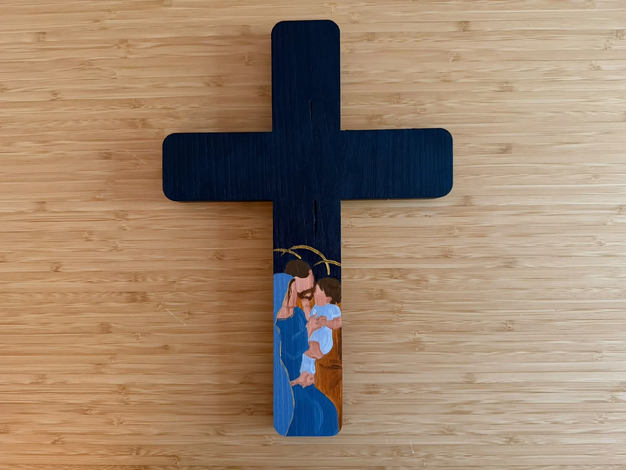 Croce in legno - Sacra Famiglia