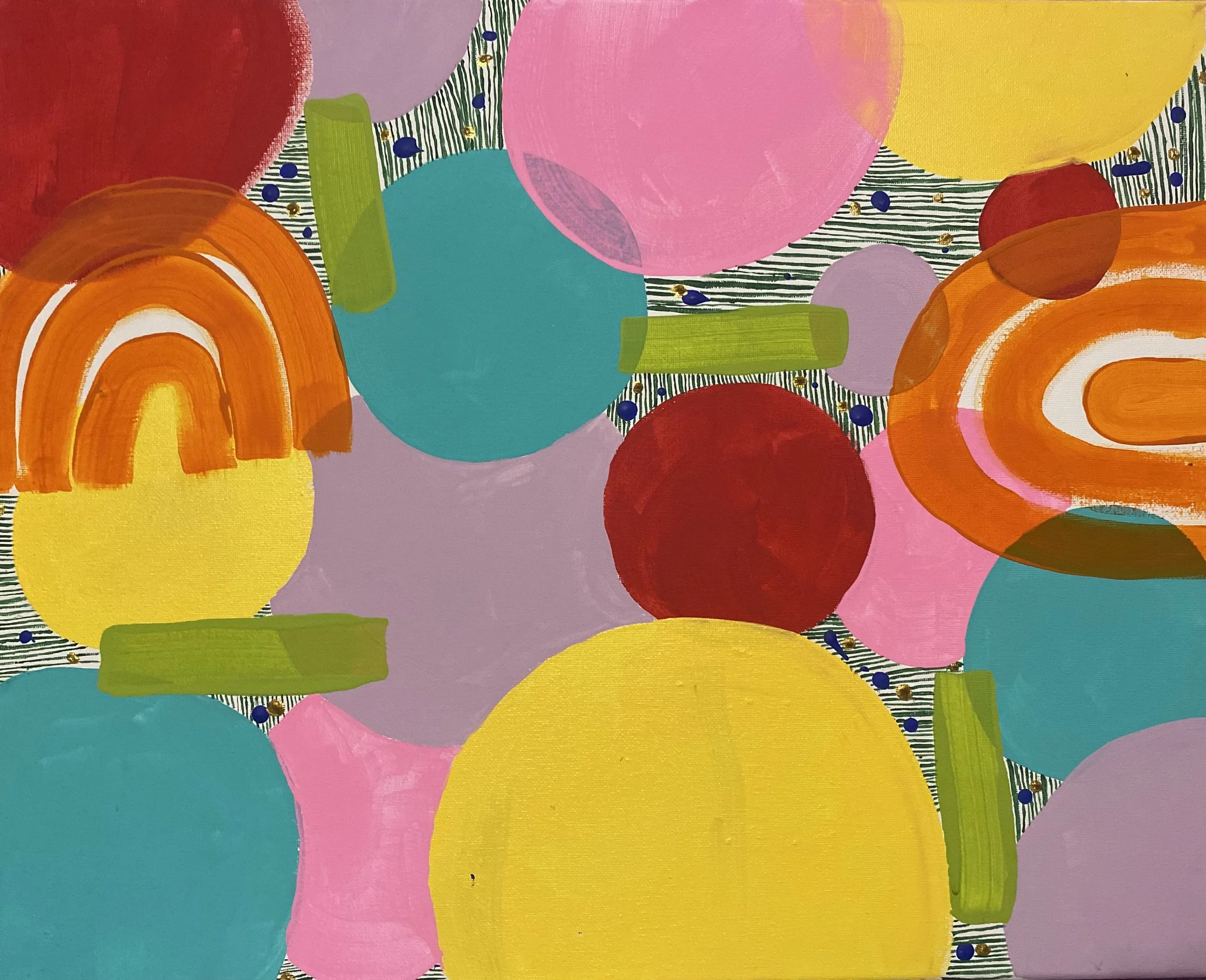 "When You Party" (2023)
Acrylic on raised canvas

I have always struggled with abstract art, but love using bold colors and shapes. I threw that love randomly on canvas. Viewing this painting should feel like a party.