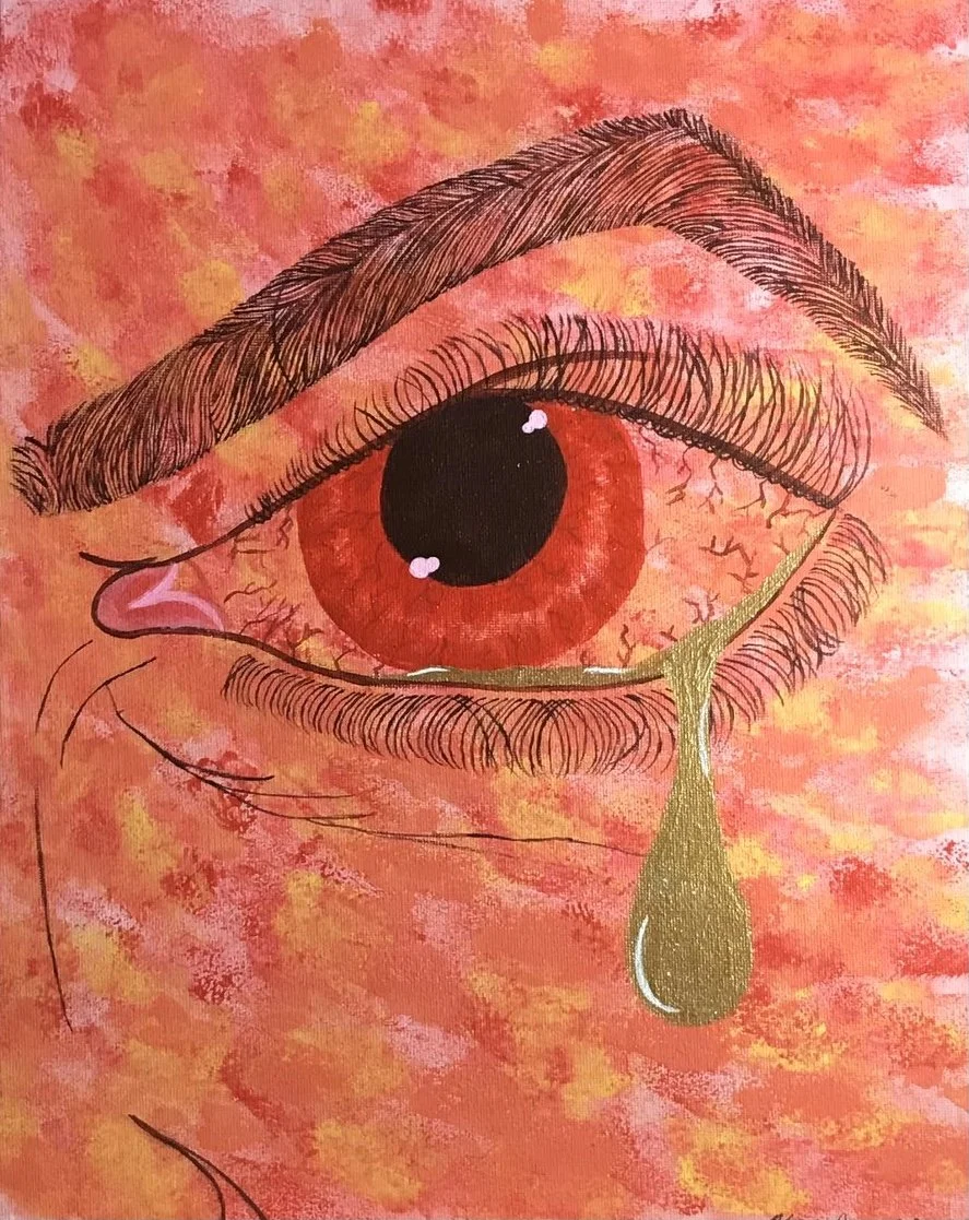 "When They Pass" (2020)
Acrylic on canvas

This painting was completed out of the anger and hurt that I felt from the passing of my great- uncle. Unfortunately, he passed away at the height of the COVID-19 pandemic from cancer that he had fought for 
