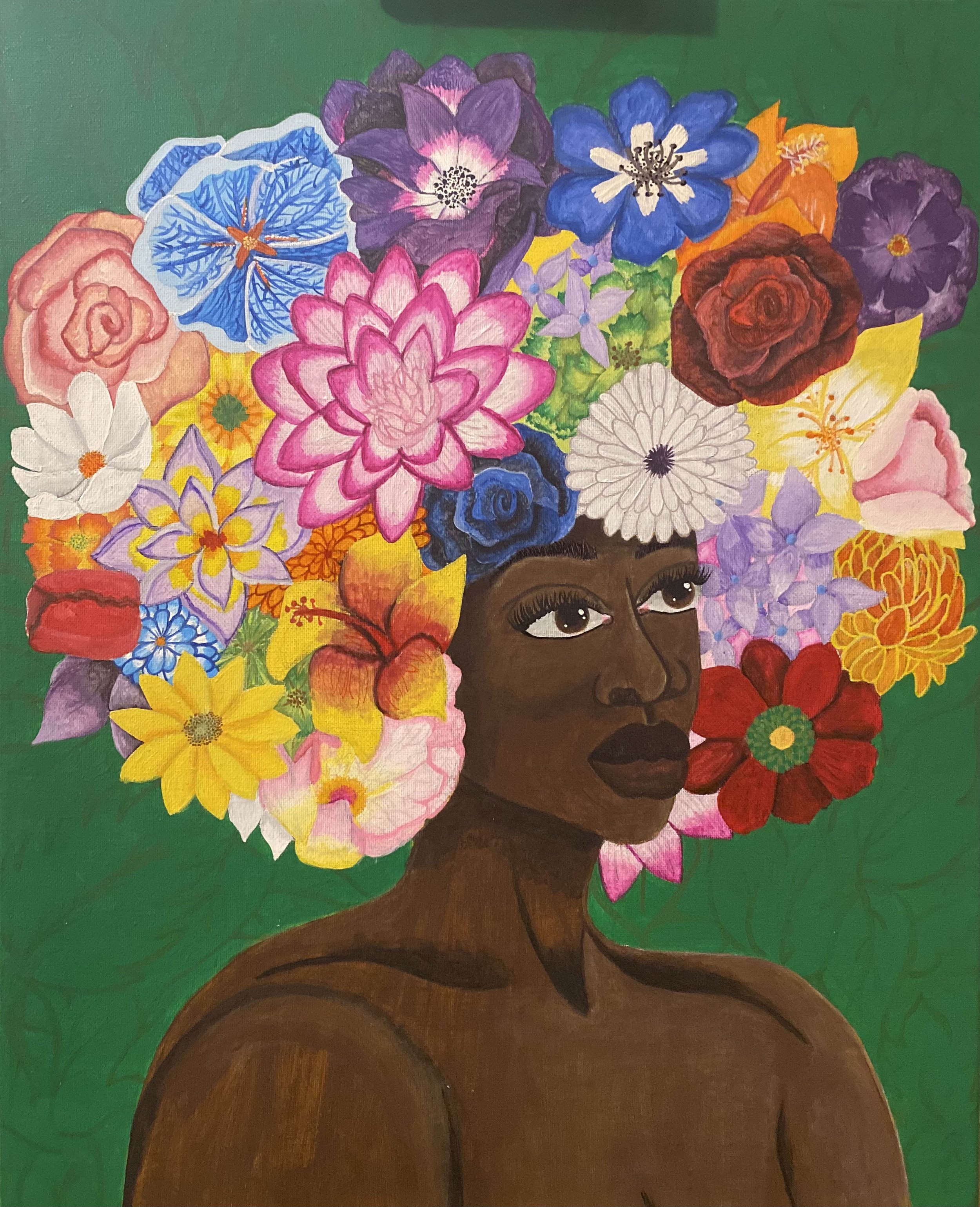 "Bloom" (2021)
Acrylic on raised canvas

Created as an homage to the beauty that grows from our roots. 