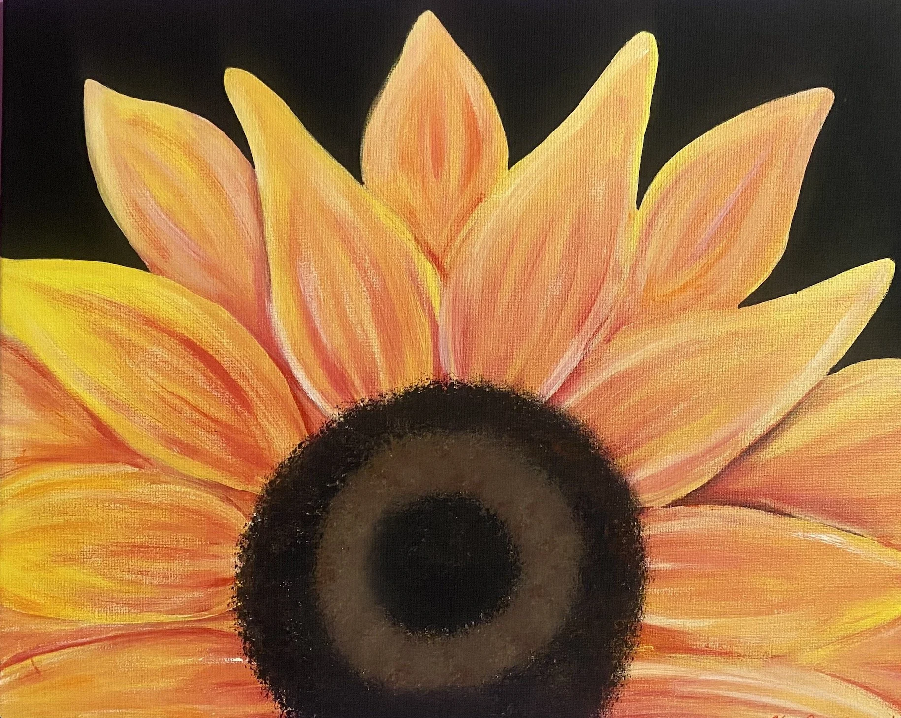 "Una Flor para Linda" (2022)
Acrylic on raised canvas

"You are my sunshine" was sung regularly by my grandmother and me. She was my sunflower, and after her passing, it was only right to paint something in memory of my favorite person. 