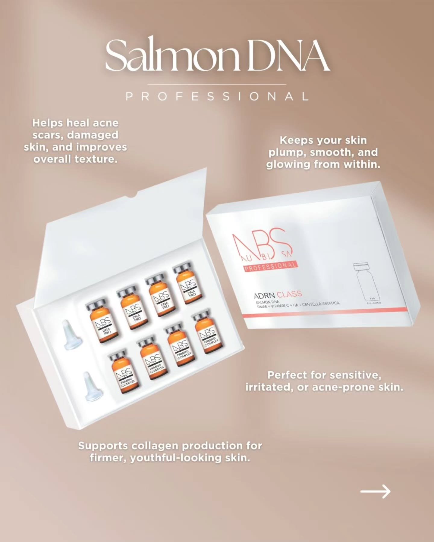 Salmon DNA 🧬

Act&uacute;a a nivel celular para reparar, hidratar y rejuvenecer la piel, logrando una textura m&aacute;s suave y un cutis m&aacute;s radiante.

&iexcl;Mira esta transformaci&oacute;n de antes y despu&eacute;s! ✨

*****

Salmon DNA 🧬
