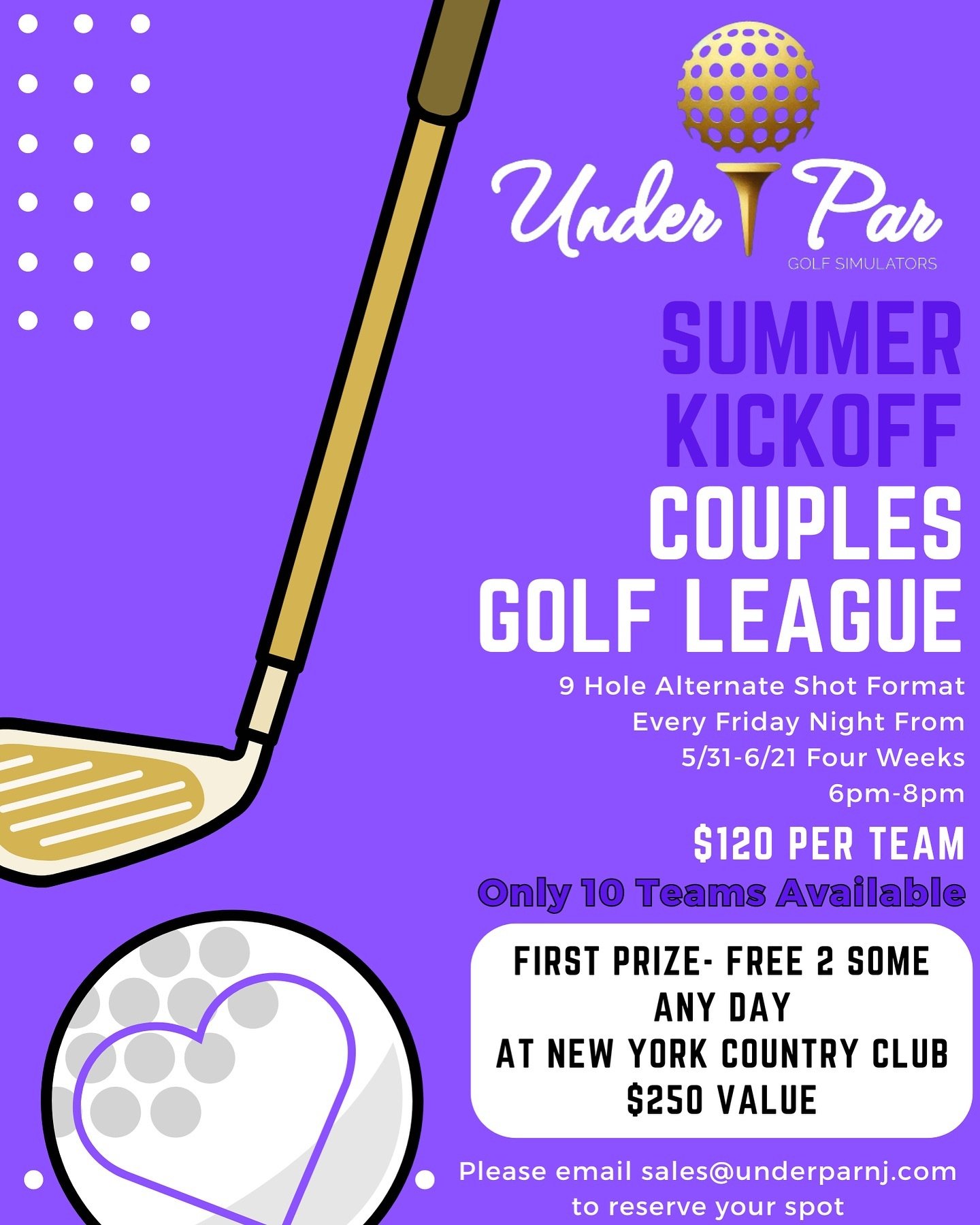 Summer Kick Off Couples League!⁣
⁣
Reach out to use via email or just DM us to inquire! Only 10 teams available!❤️