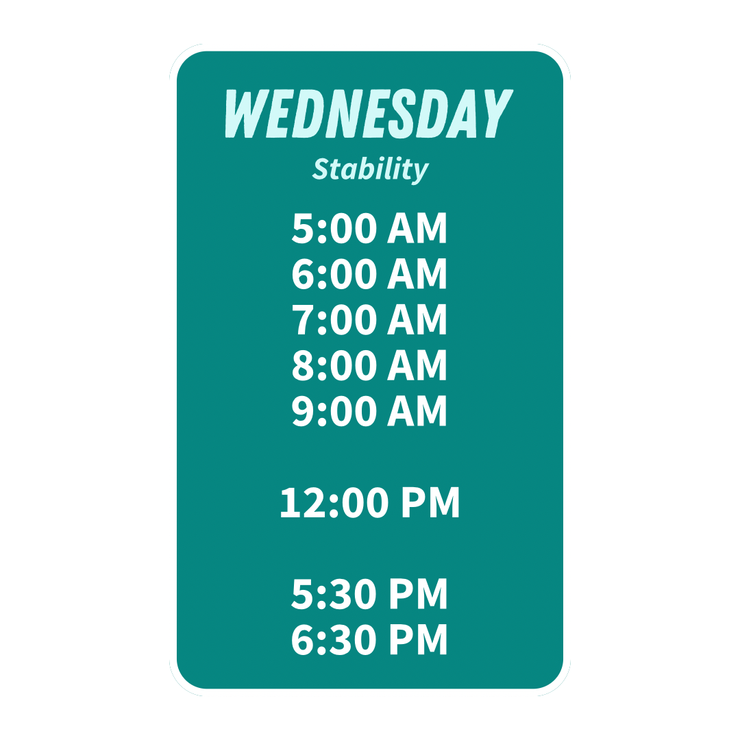 Schedule sign indicating stability hours for Wednesday: 5 AM to 9 AM in the morning and 4 PM to 6 PM in the evening.