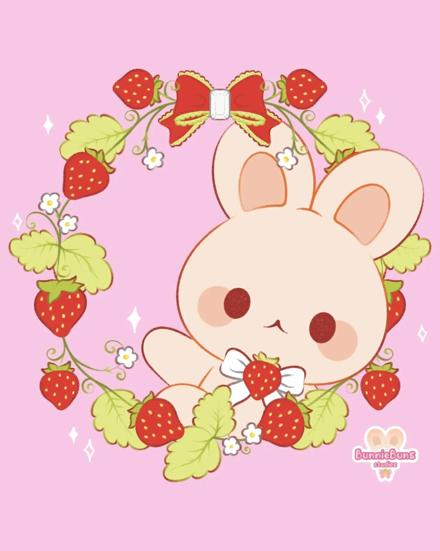 Spring is finally here!! 🥰 🍓
.
.
.
#strawberry #bunny #cuteart #cutearteveryday #illustration #stickershop #smallbusiness
