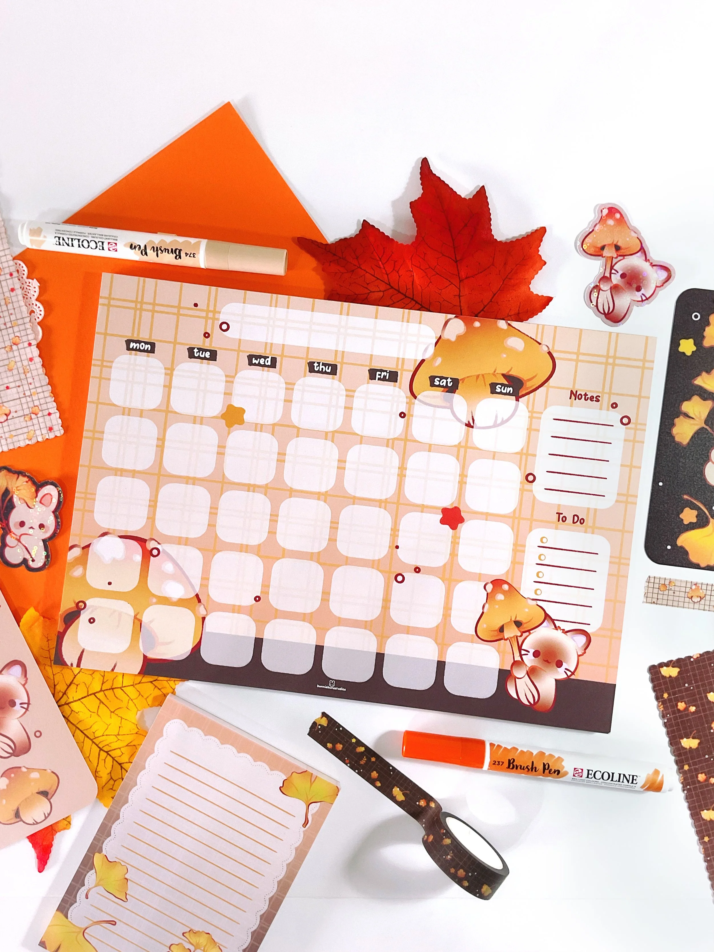 Mushroom Brownie Monthly Planner Notepad