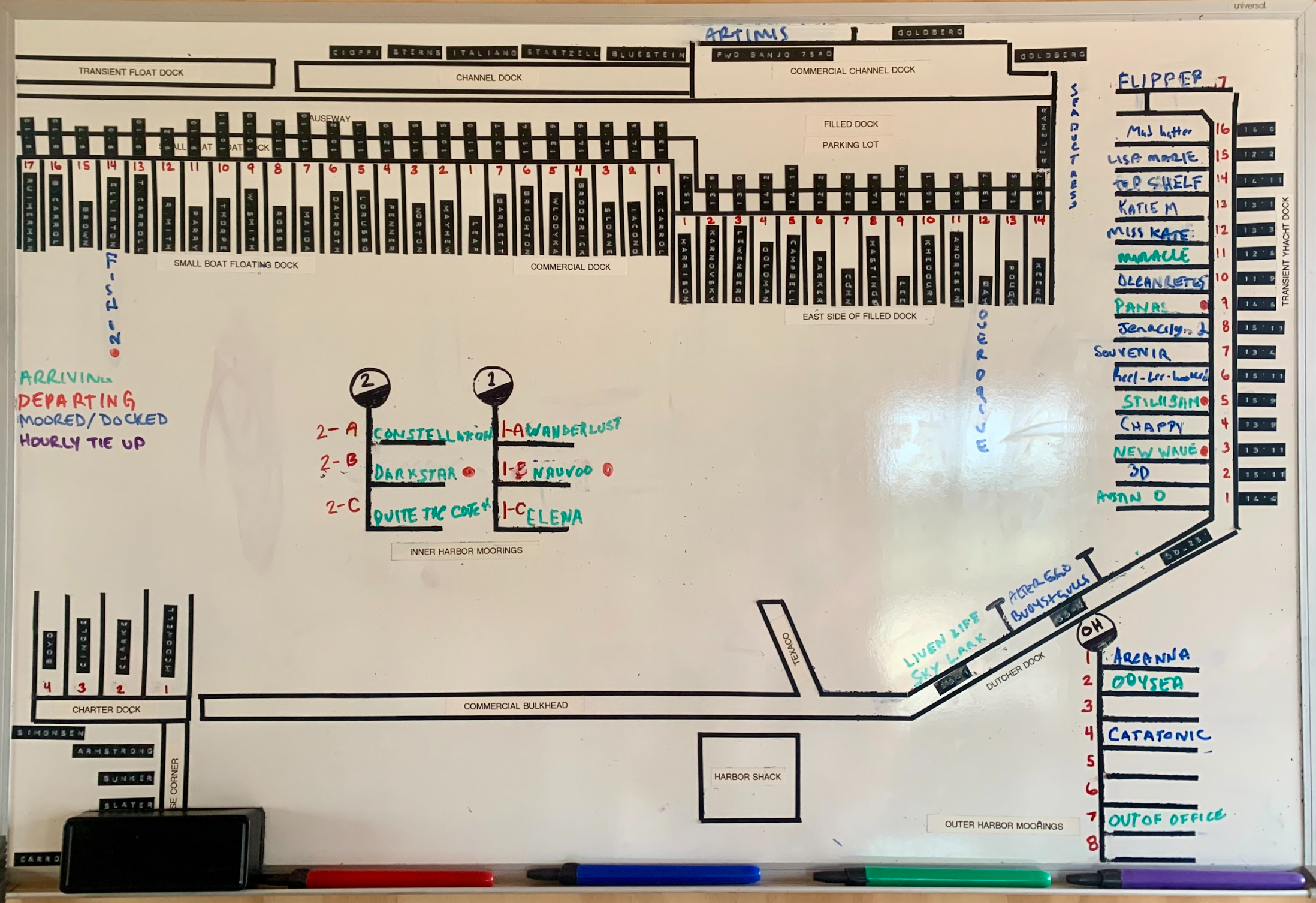 white board marina map