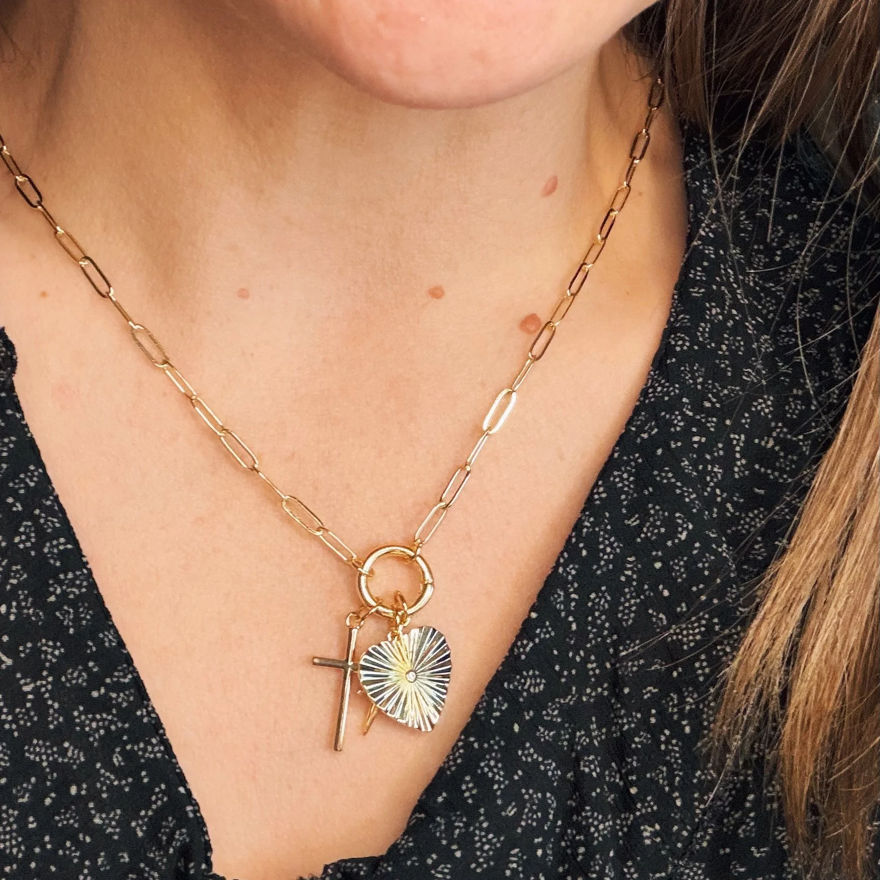 Carabiner Charm Necklace, with 6 Charms