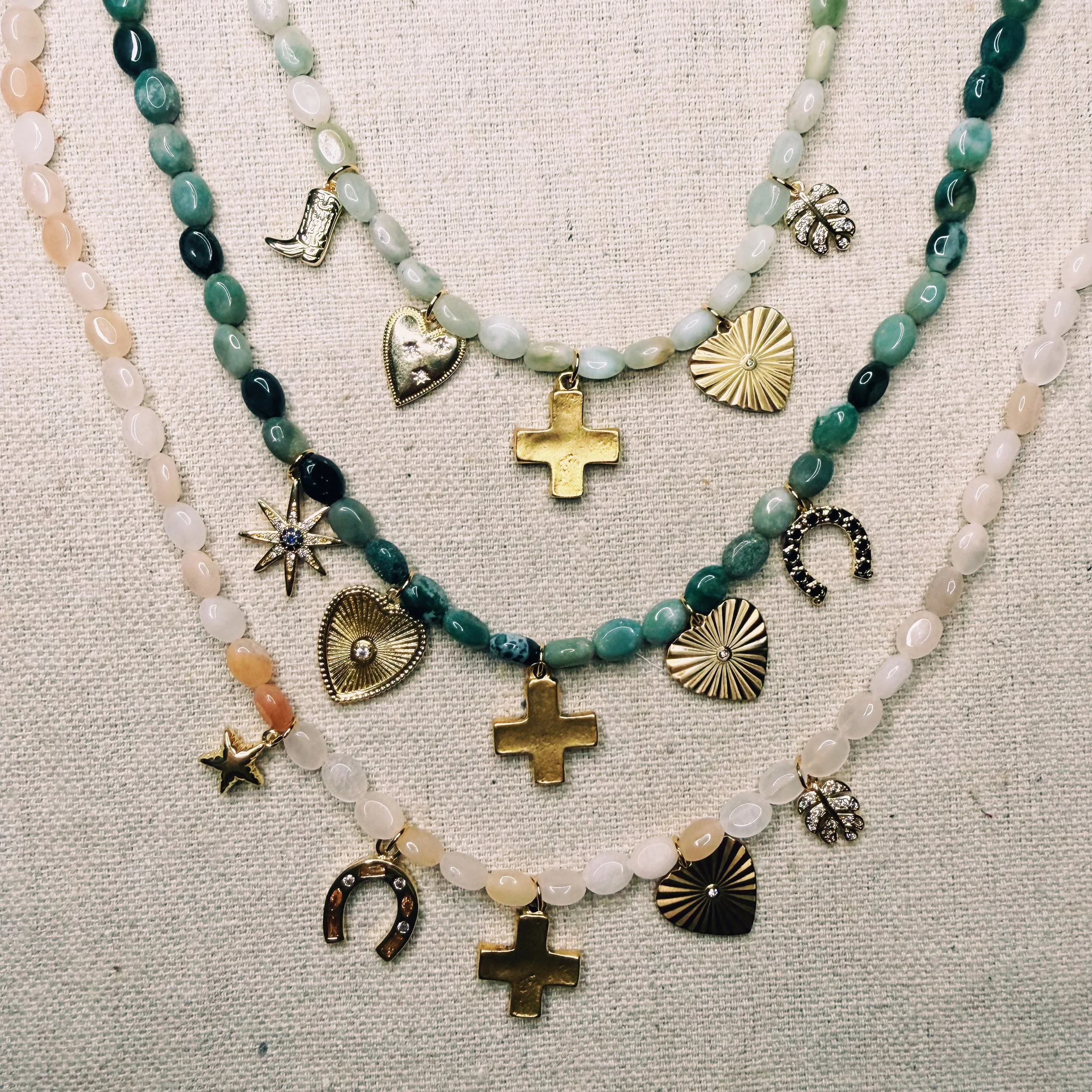 Beaded Charm Necklace, with 5 Charms