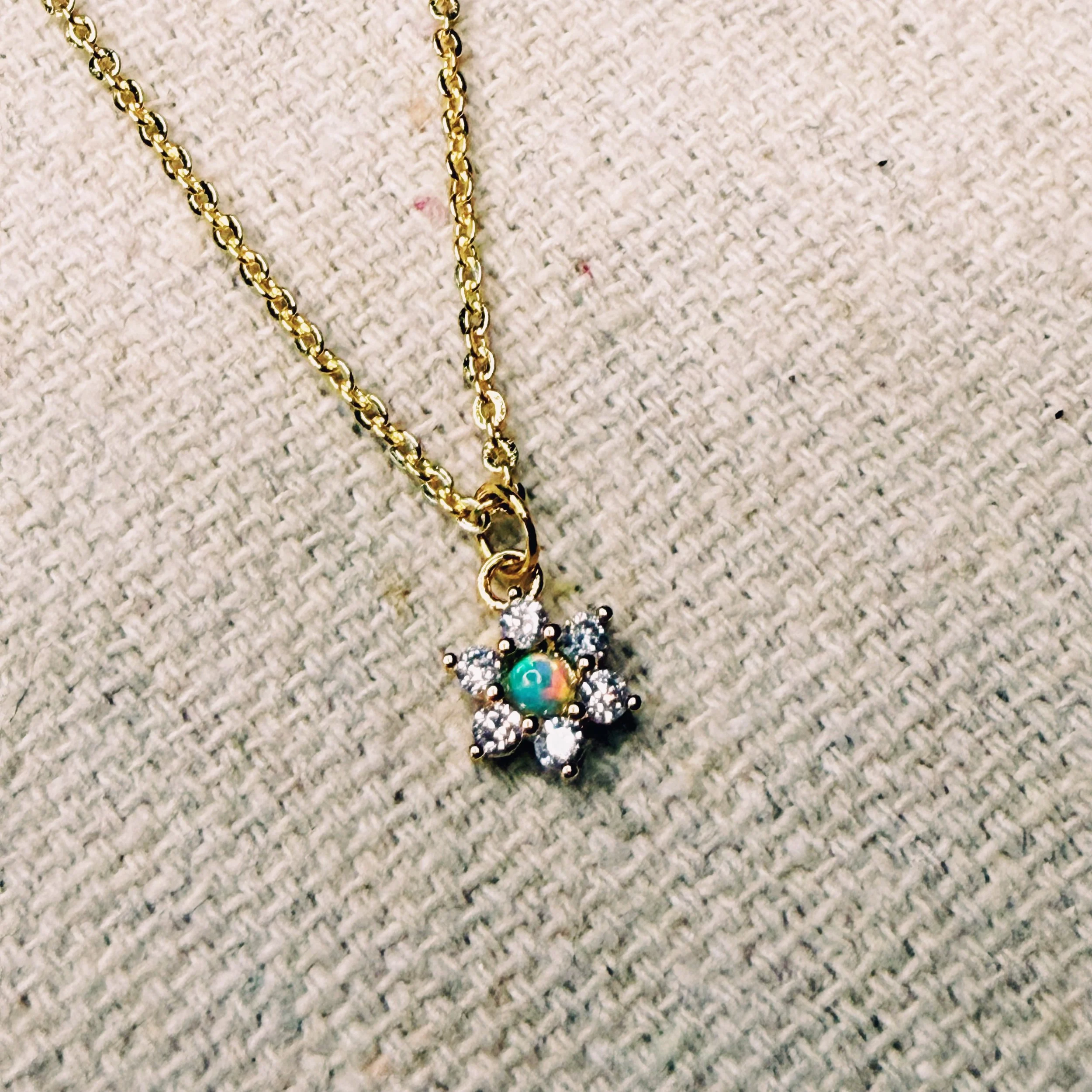 Opal Flower Necklace