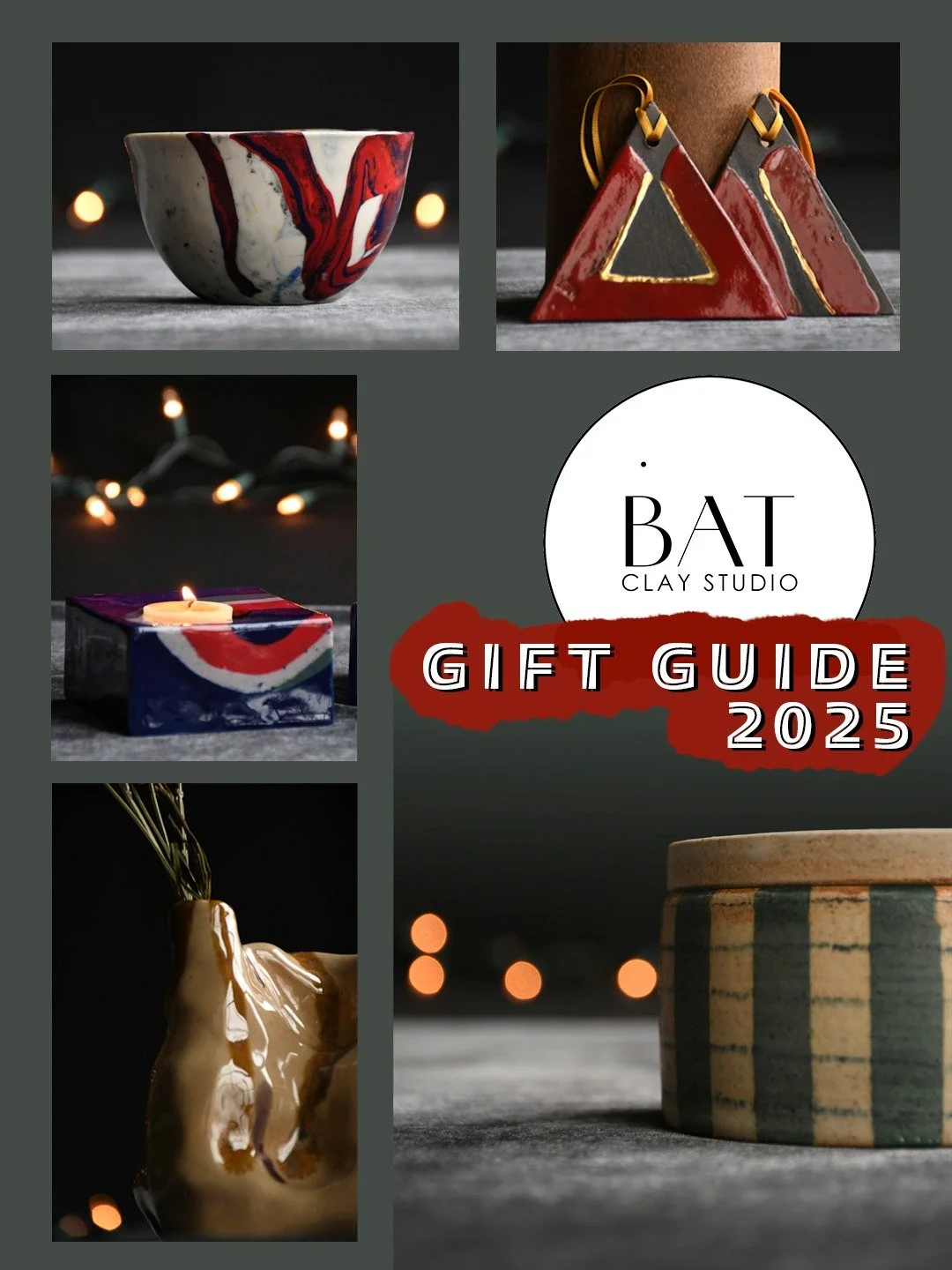 Take a peek at some of the incredible items we have for sale at BAT Clay for the holidays!

Our holiday sale runs Dec 5 - Dec 23, during which time our hours will be:
Mon - Fri : 12p - 2p
Sat &amp; Sun : 1p - 5p

Location: 
80 58th St., 4th Floor
@br