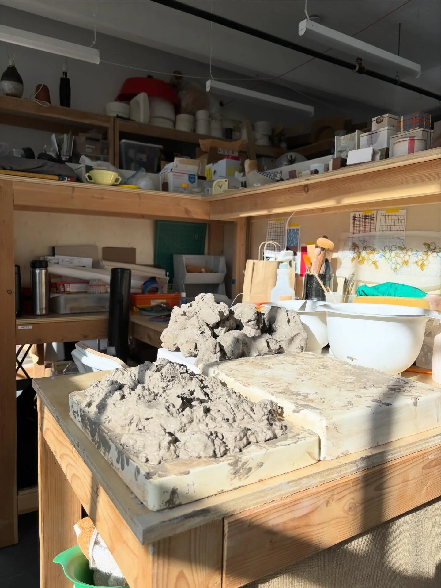 Clay sunning itself, and getting ready for its next act. (We have nice light.)