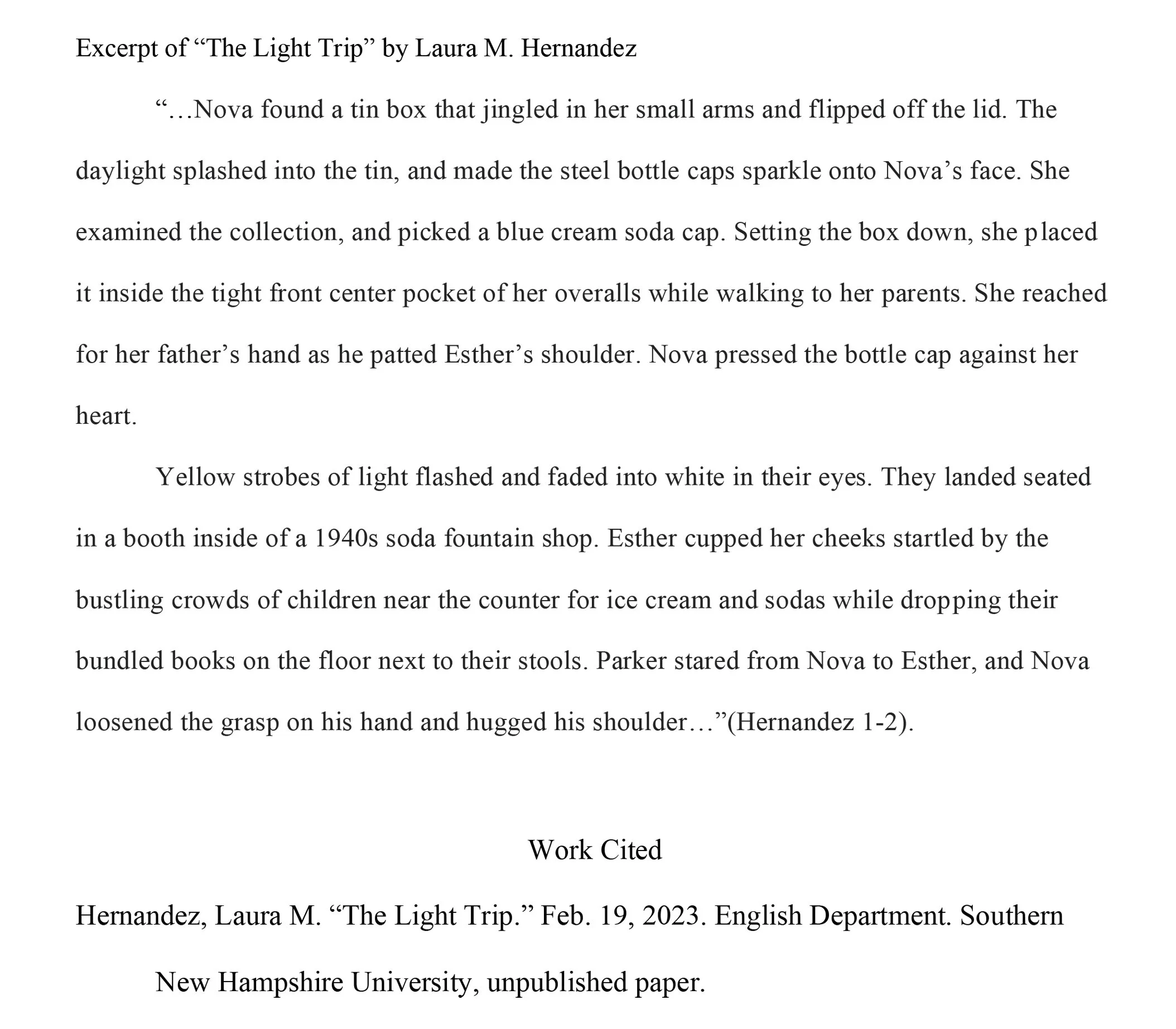Excerpt of "The Light Trip" by Laura M. Hernandez