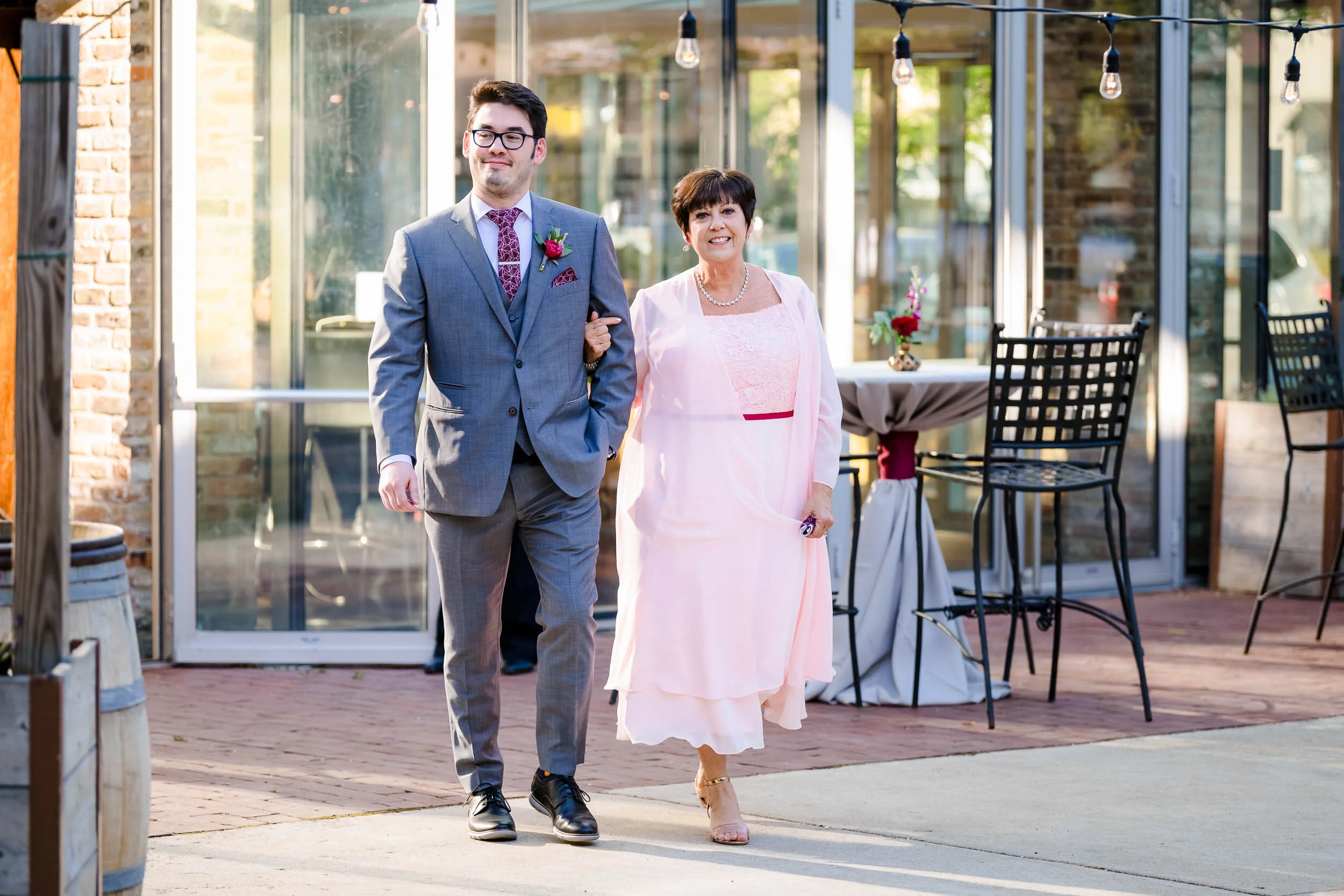 Chicago Wedding Photographer | City Winery | J. Brown Photography | groom walks mom down the aisle.