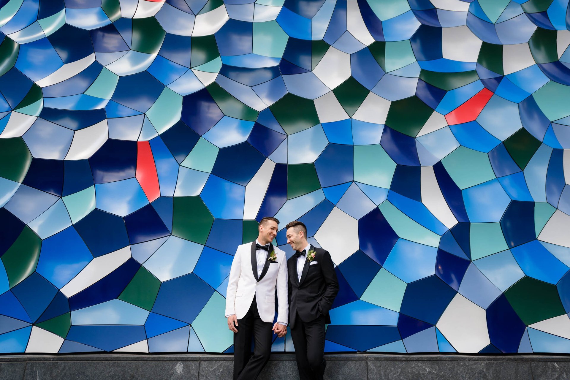 Pazzo's 311 | creative portrait of grooms with street art installation | Chicago IL