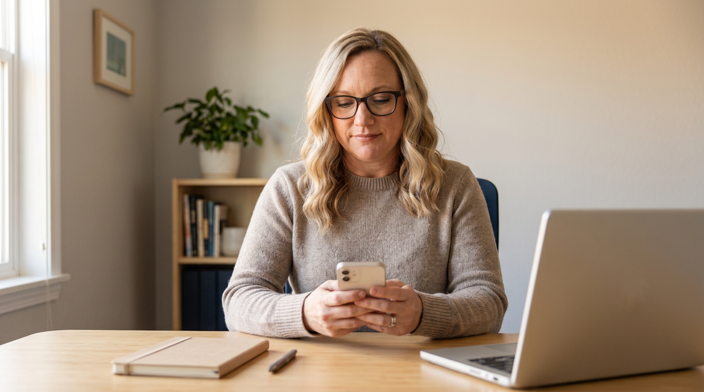 Laura Kimball providing virtual assistant and marketing support for REALTOR®s from her home office.
