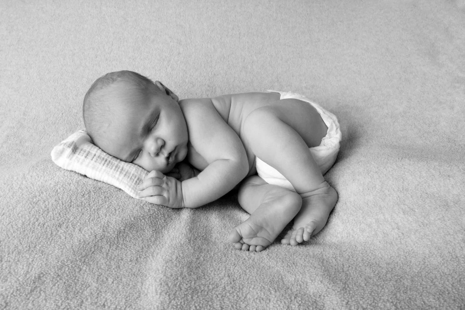Black and white newborn baby portrait, fine art newborn photography by Shannon