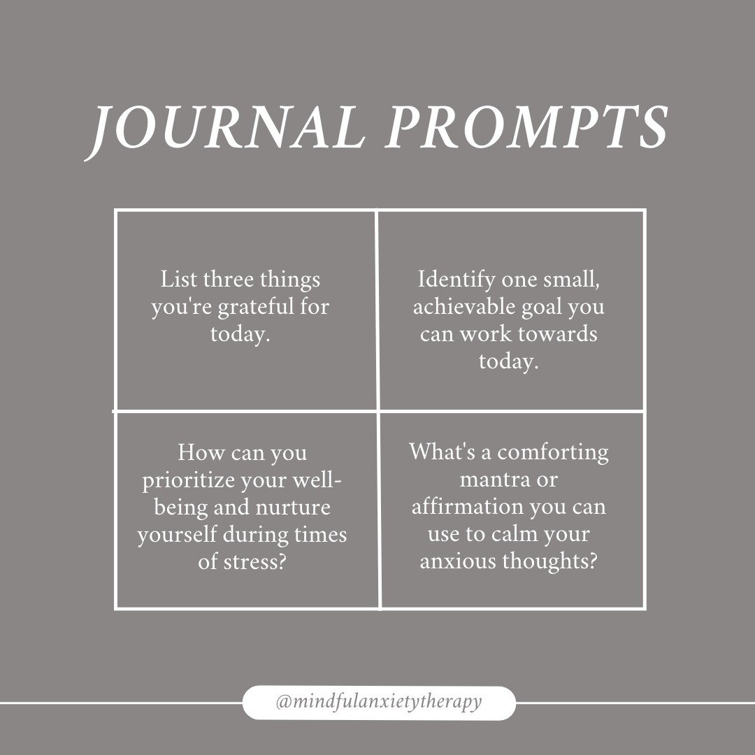 Journal Prompts for Anxiety Relief 💌  Dive deeper into understanding and managing your anxiety with these reflective prompts. Grab your journal and take a moment for self-exploration and self-care. Remember, you're not alone on this journey.