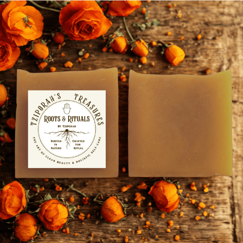 Golden Honey & Rose: Turmeric Polishing & Brightening Luxury Soap Bar | Roots & Rituals by Tziporah – Honey, Rose & Turmeric