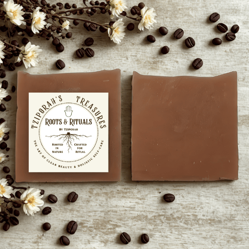 Java Bliss: Coffee Infused Polishing Luxury Soap Bar | Roots & Rituals by Tziporah – Rich Espresso, Warm Vanilla & Cocoa