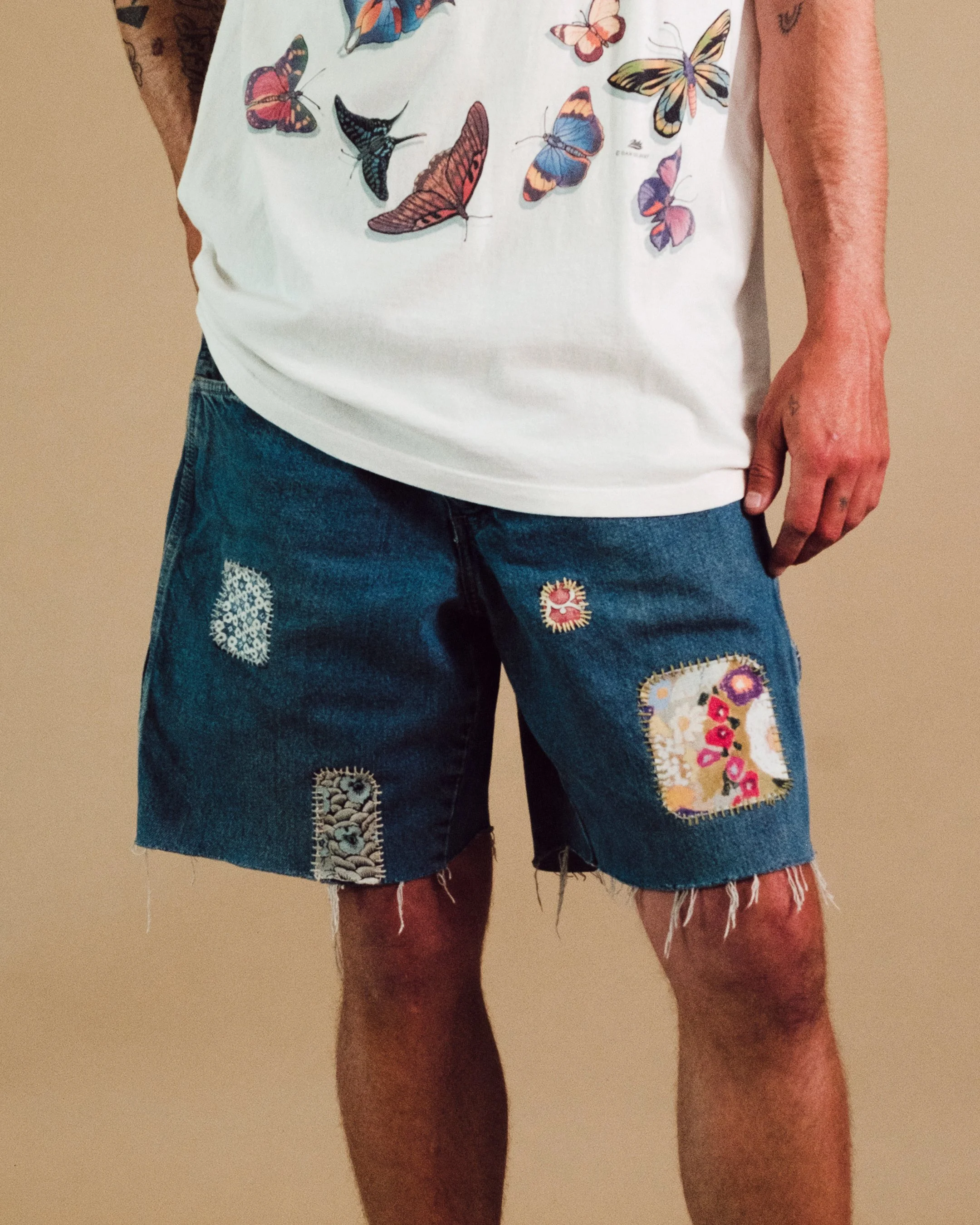 Custom hand patched jorts