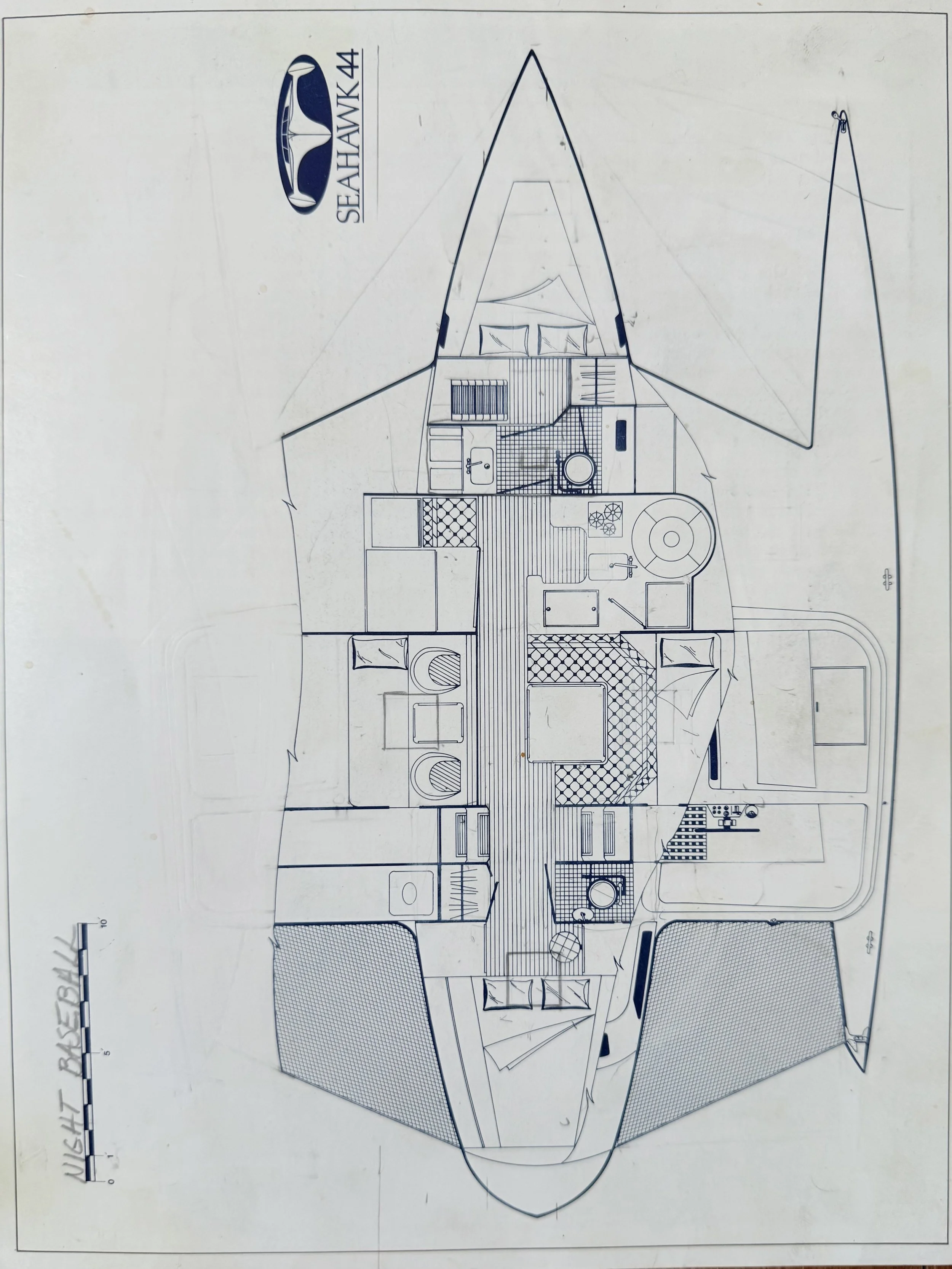 Blueprint of Seahawk 44 sailboat layout