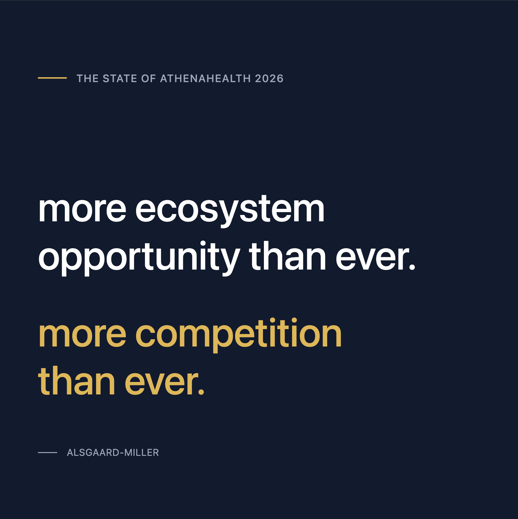 The headline from athena in 2026: more ecosystem opportunity than ever, and more competition than ever.