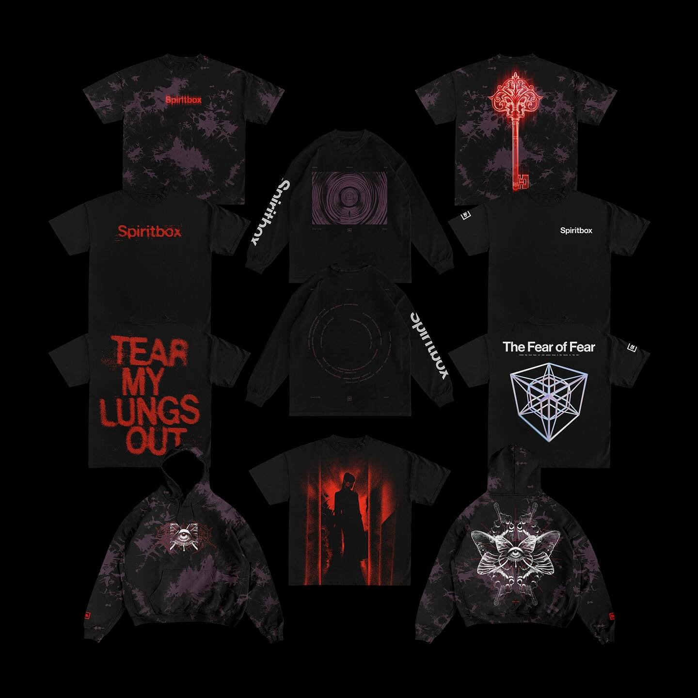 2024 EU TOUR MERCH / @spiritboxmusic

Here is the complete Spiritbox merch lineup from their EU tour with @architects and @loatheasone. We took a different approach from their previous merch, opting for simpler, bolder designs. I love how the red, pu