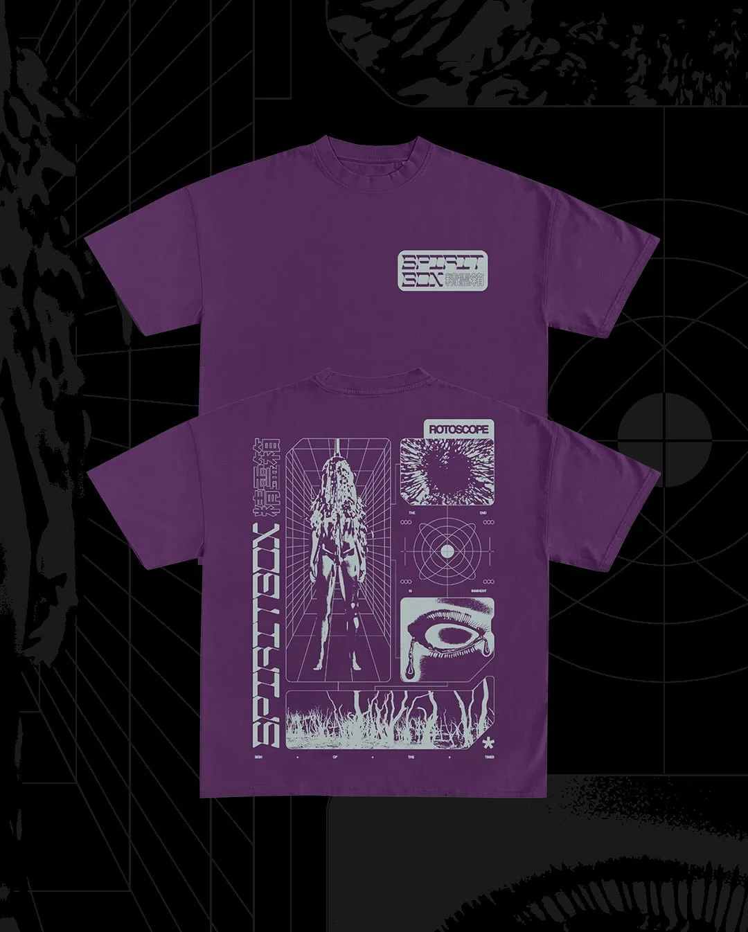 Here&rsquo;s a little flashback to a @spiritboxmusic design I made a couple of years ago that was available on the #eternalblue tour. It was originally printed with orange print on black, but later made a return in this killer purple colorway via the