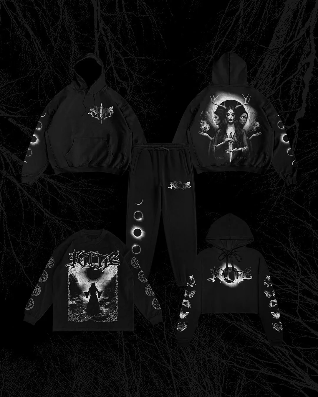 Introducing the Eclipse Merch Collection I designed for the girlies in @officialkittie. These were so much fun to create, especially the Hecate-themed sweatsuit! All pieces are available for purchase now via their webstore. 🌙 

I know I&rsquo;ve bee