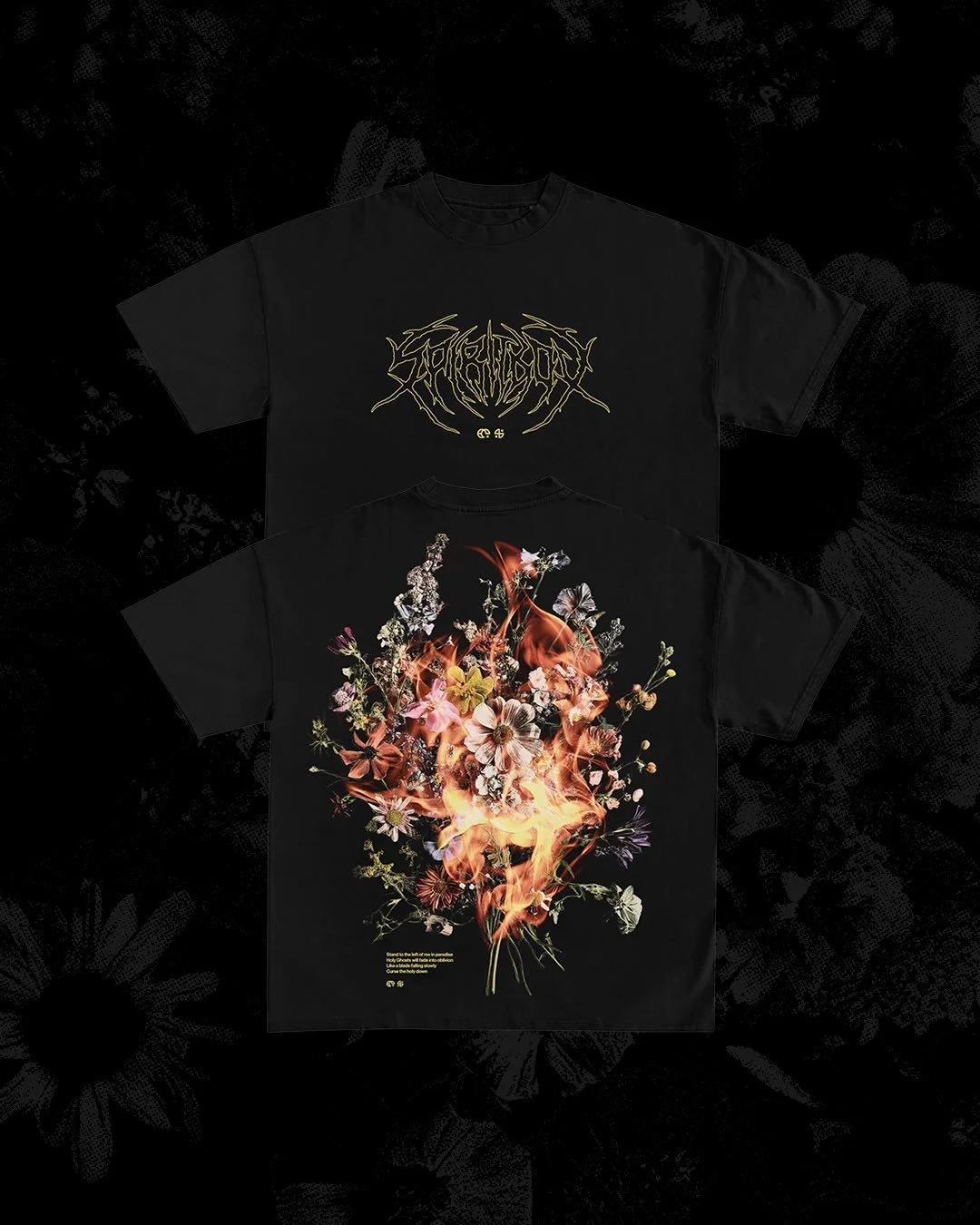 Happy Friday! Coming in hot with another highlight from the new @spiritboxmusic collection I worked on, this time a fiery tee for #holyroller. I don&rsquo;t often get to work in full color, but I felt this design really called for it. Available now e