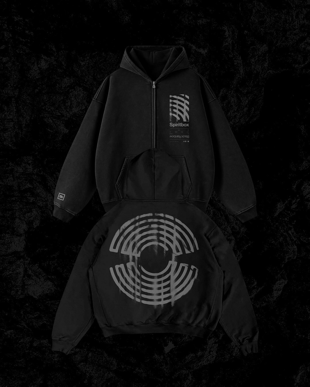 My final design highlight of the new @spiritboxmusic collection is a simple textural piece inspired by Black Rainbow. To everyone who is always asking for a zip hoodie, now&rsquo;s your chance to snag one! Available now exclusively through @palechord