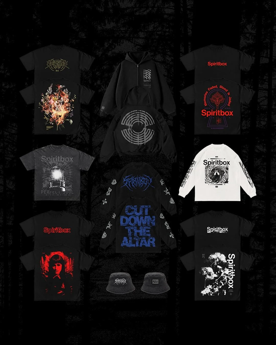 As promised, here&rsquo;s a full look at the new @spiritboxmusic x @palechord merch collection designed by yours truly. I really appreciate all the love and support these pieces have been getting, and a huge thanks to everyone who&rsquo;s picked some