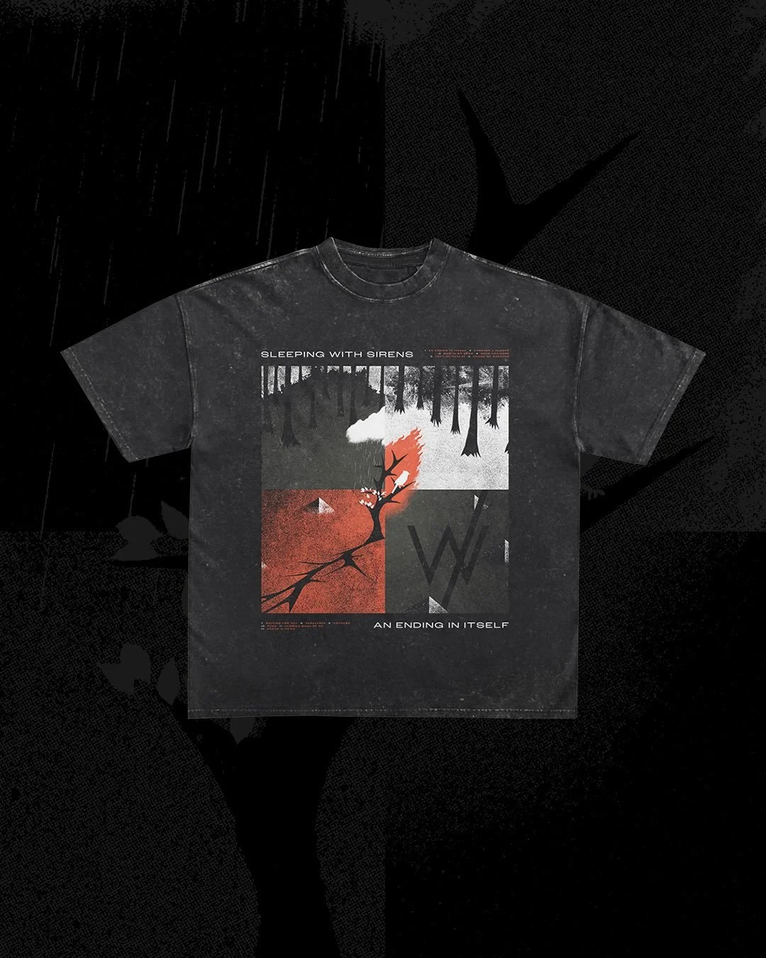 I am grateful to have contributed a new piece for @sleepingwithsirens and the release of their new album, An Ending In Itself. This tee pulls together all of the secondary album covers to create one image connected through the seasons. Available for 