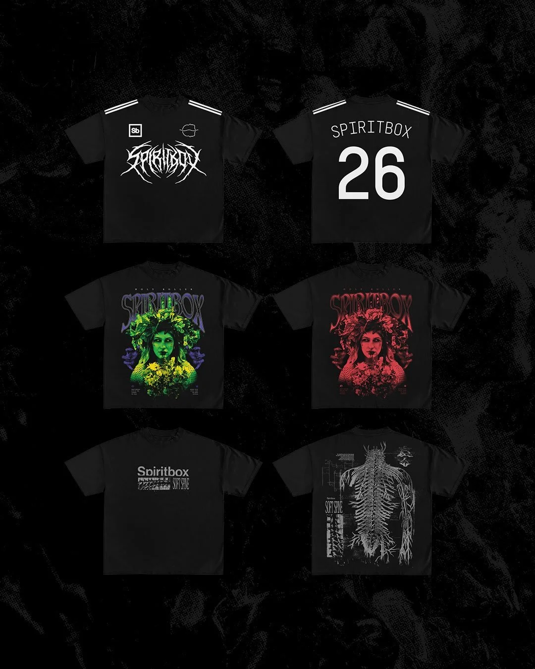 Here&rsquo;s a complete look at the mini merch collection I designed for @spiritboxmusic&rsquo;s South American tour with @korn_official. Smaller collections like this are always such a welcome change of pace for me creatively - they give me a little