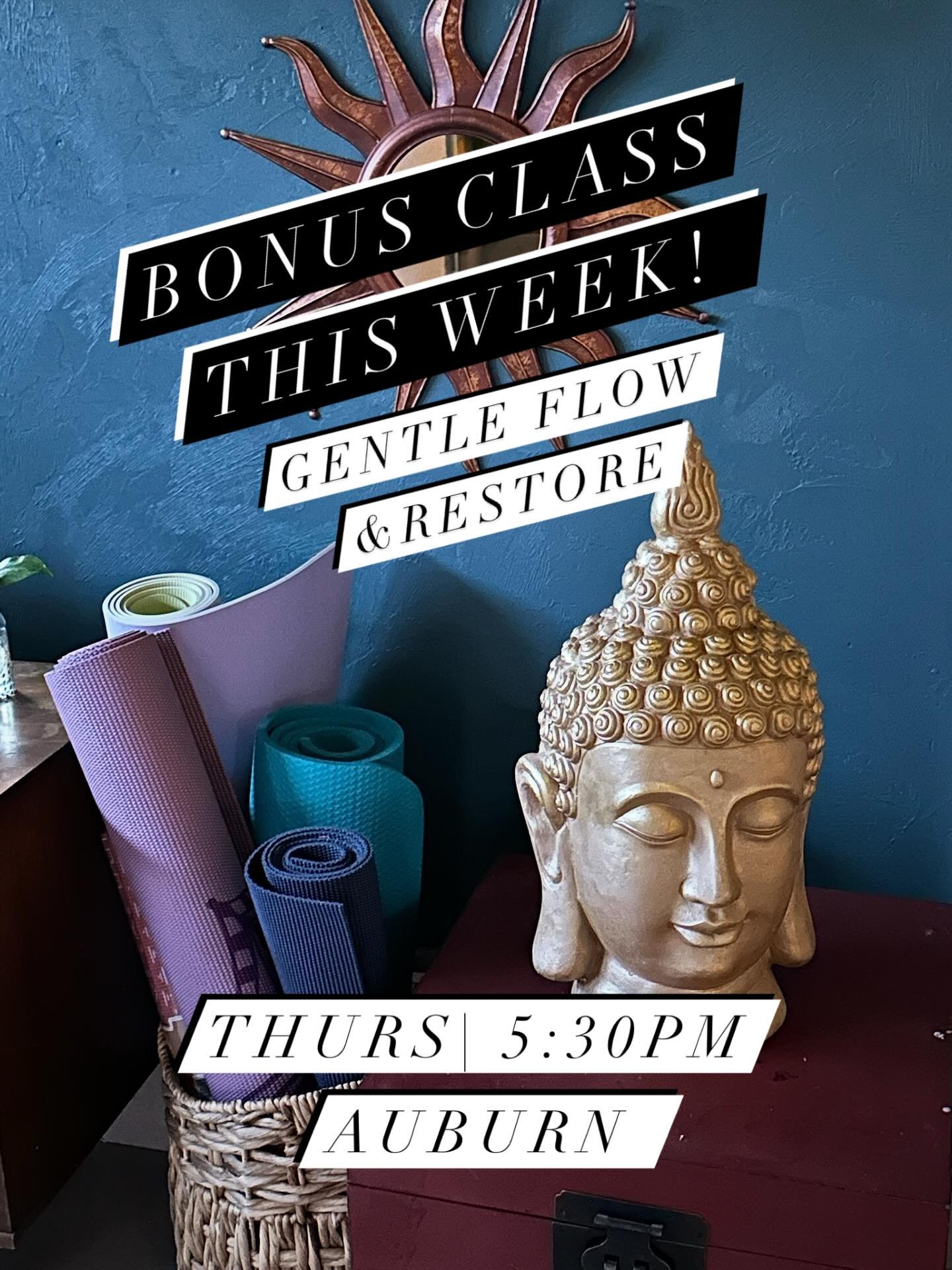 If your week has been a lot, here&rsquo;s your pause.
I added a Gentle Flow + Restore this Thursday at 5:30pm &mdash; a soft, grounding class to release tension and settle your nervous system.
Roll out your mat, breathe deep, and let yourself be held