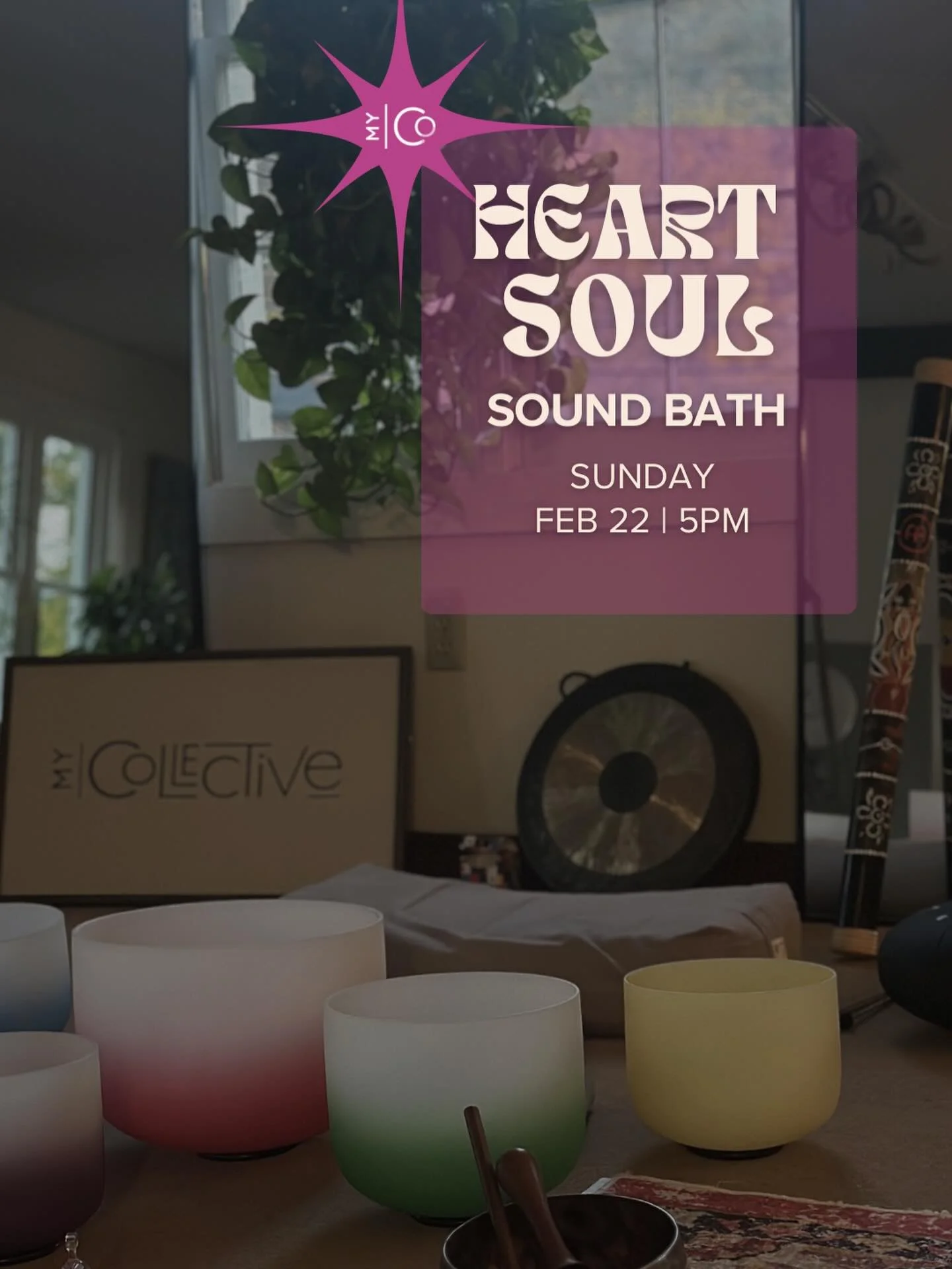 ✨ Heart &amp; Soul &ndash; Sound Bath ✨ Tomorrow evening at My Collective - Sturbridge 

With school break wrapping up and Sunday bringing us back into rhythm, this is the sweetest way to reset, grounded, clear, and cared for.

If your February has b