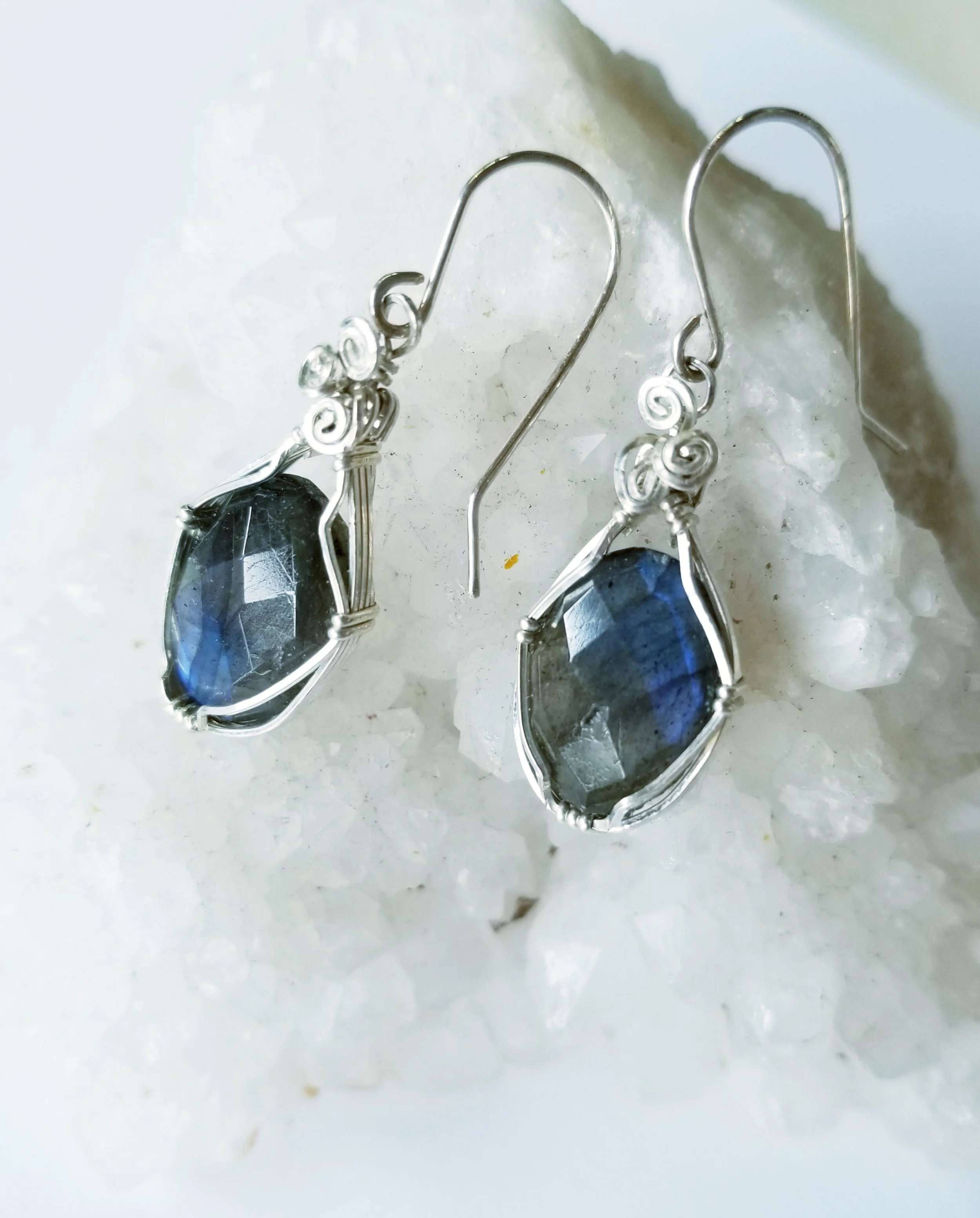 Labradorite Silver Earrings