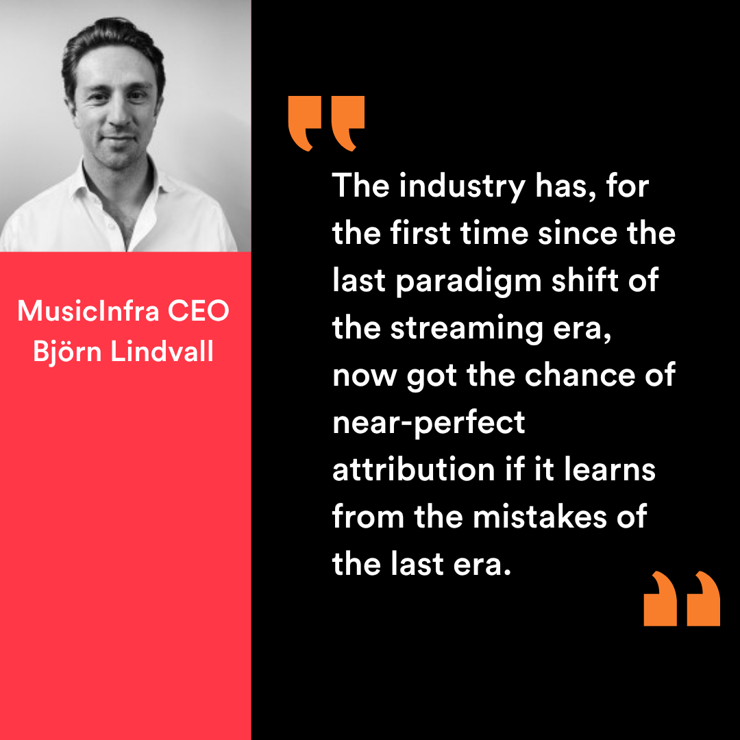 A picture of MusicInfra CEO Björn Lindvall next to a quotation from the article.