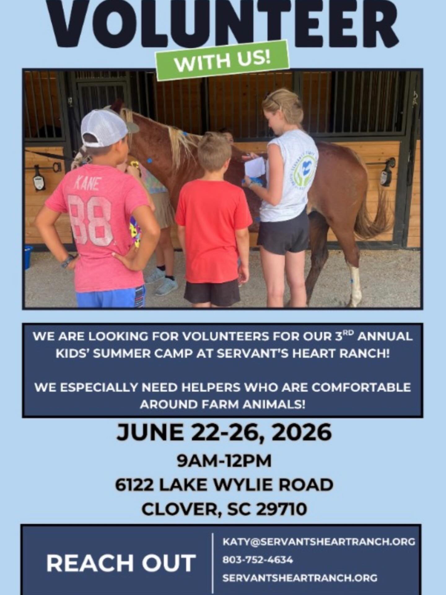 Summer volunteer opportunity with @servantsheartranch