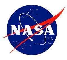 NASA logo with blue circle, red vector, and white text