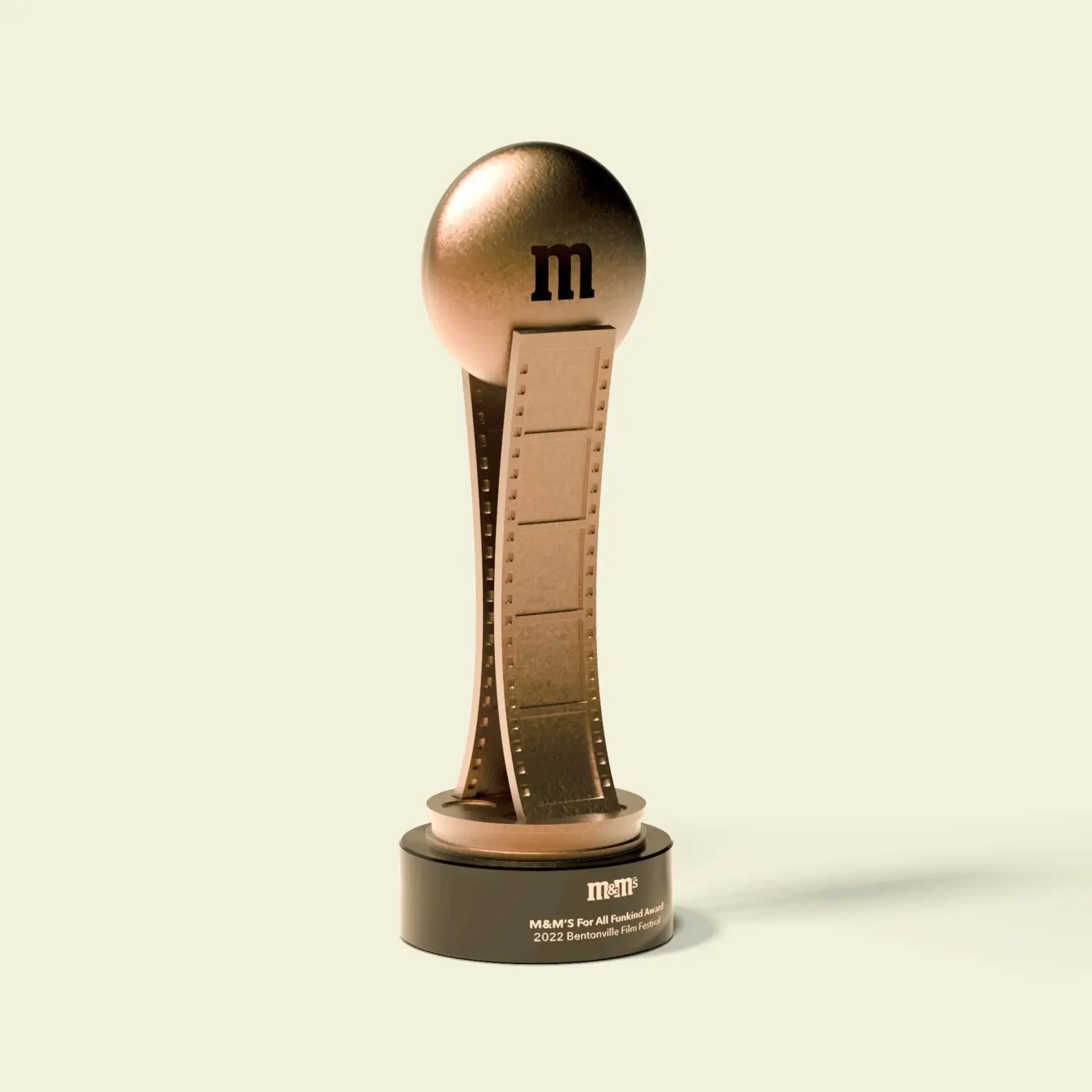 Custom corporate bronze trophy award for M&Ms, by Bennet Awards