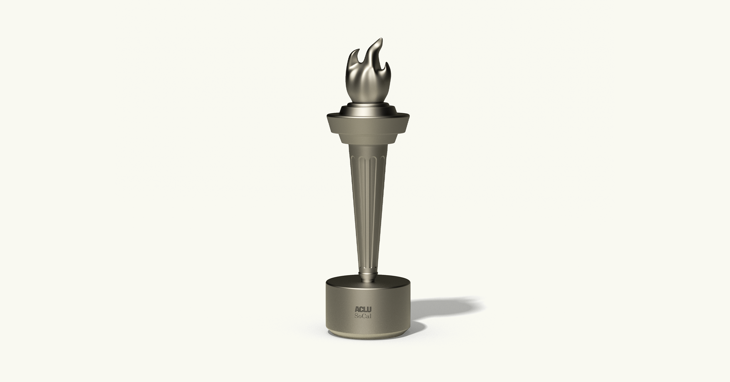 Silver torch trophy displayed on a pedestal for recognition at the Customs Awards ceremony.