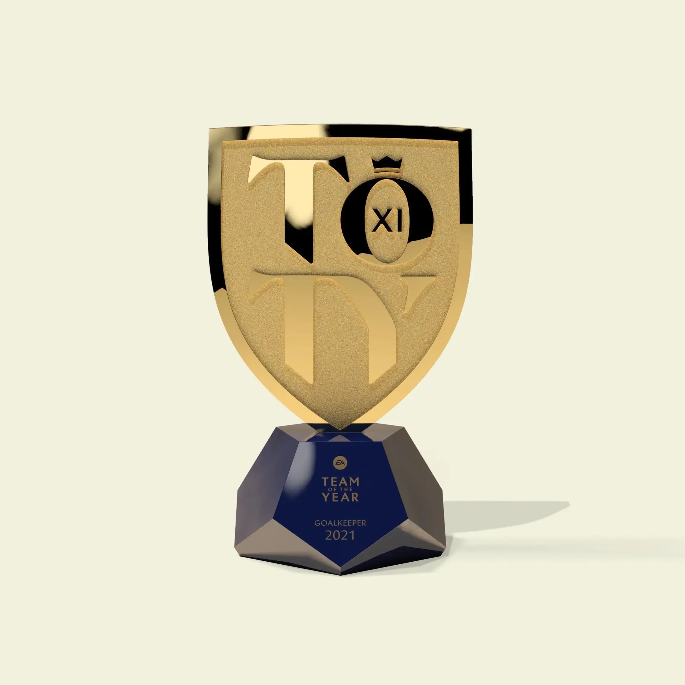 Custom Team Of The Year machine cut powder coated aluminum award for FIFA soccer by Bennet Awards