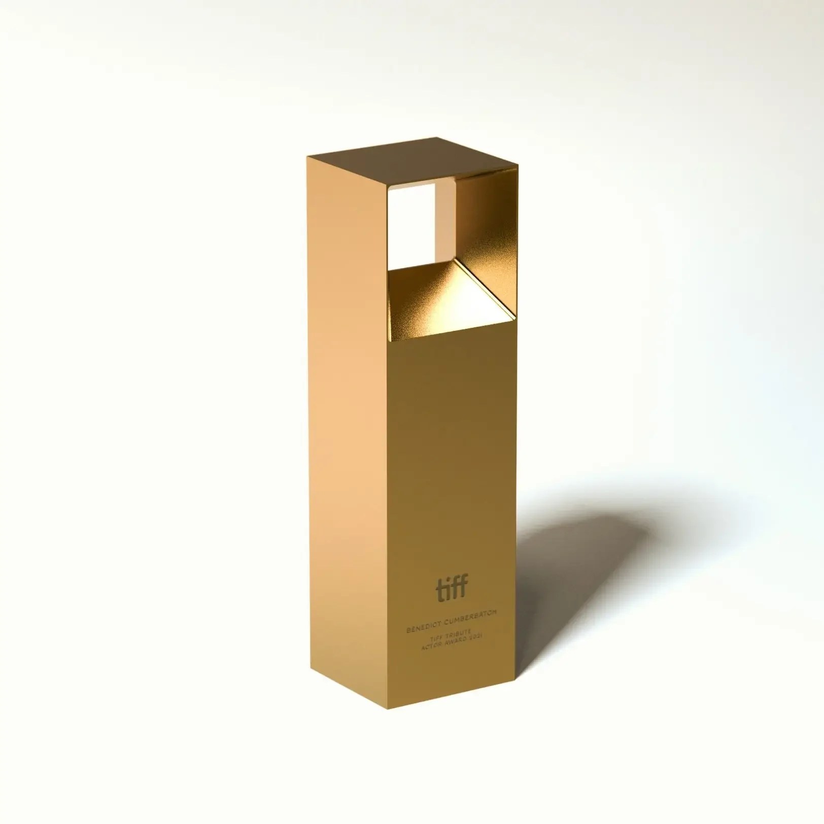 Custom modern gold sculpture award for the Toronto International Film Festival, by Bennett Awards